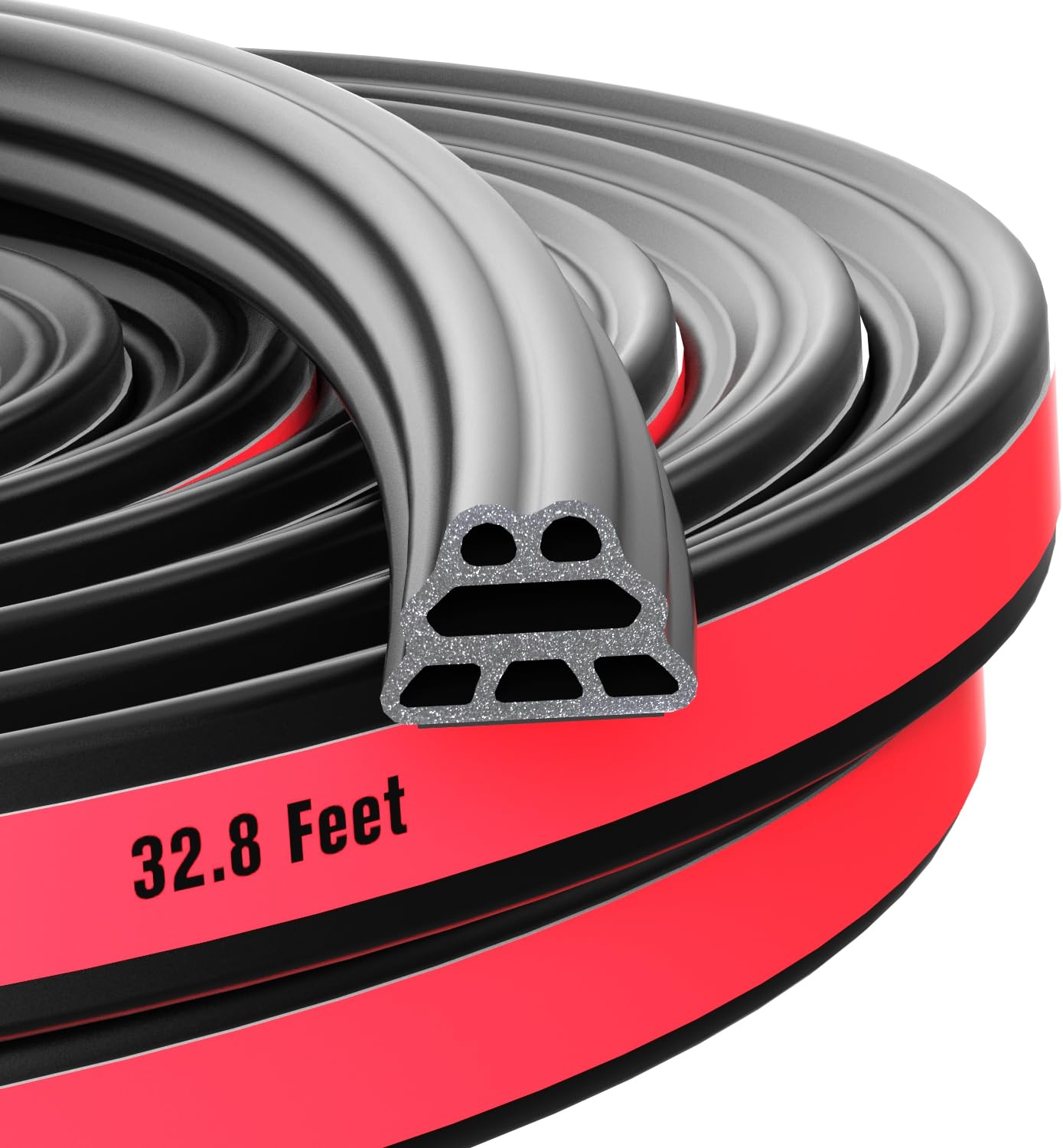 SOZATO Car Door Seal Strip Rubber 3 Layer Pyramid Structure Automotive Weather Stripping Self Adhesive Auto Door Soundproofing W