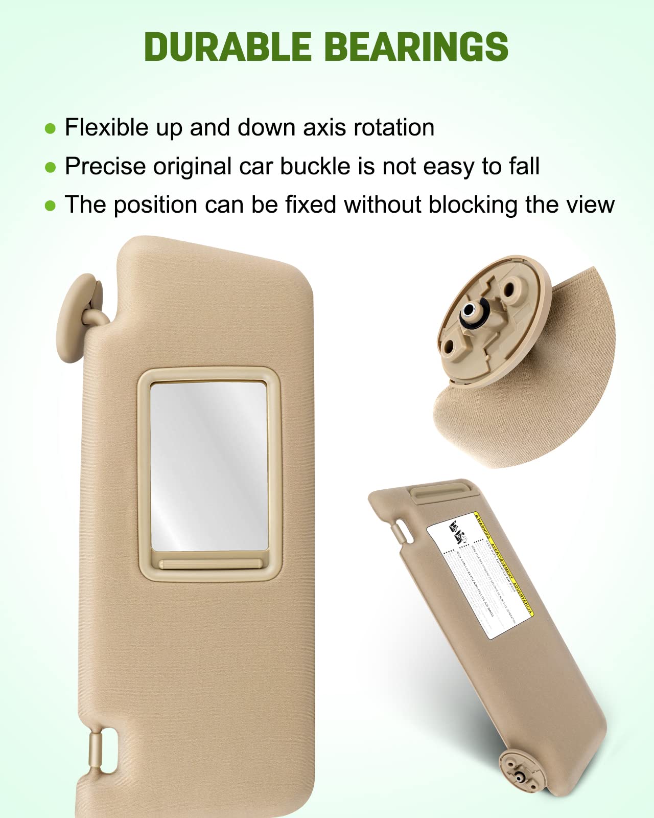 Scitoo Beige Right Passenger Side Interior Sun Visor Fit For Toyota For Tacoma 2005-2014 Without Sunroof (Oe:74320-04181-E1,7432