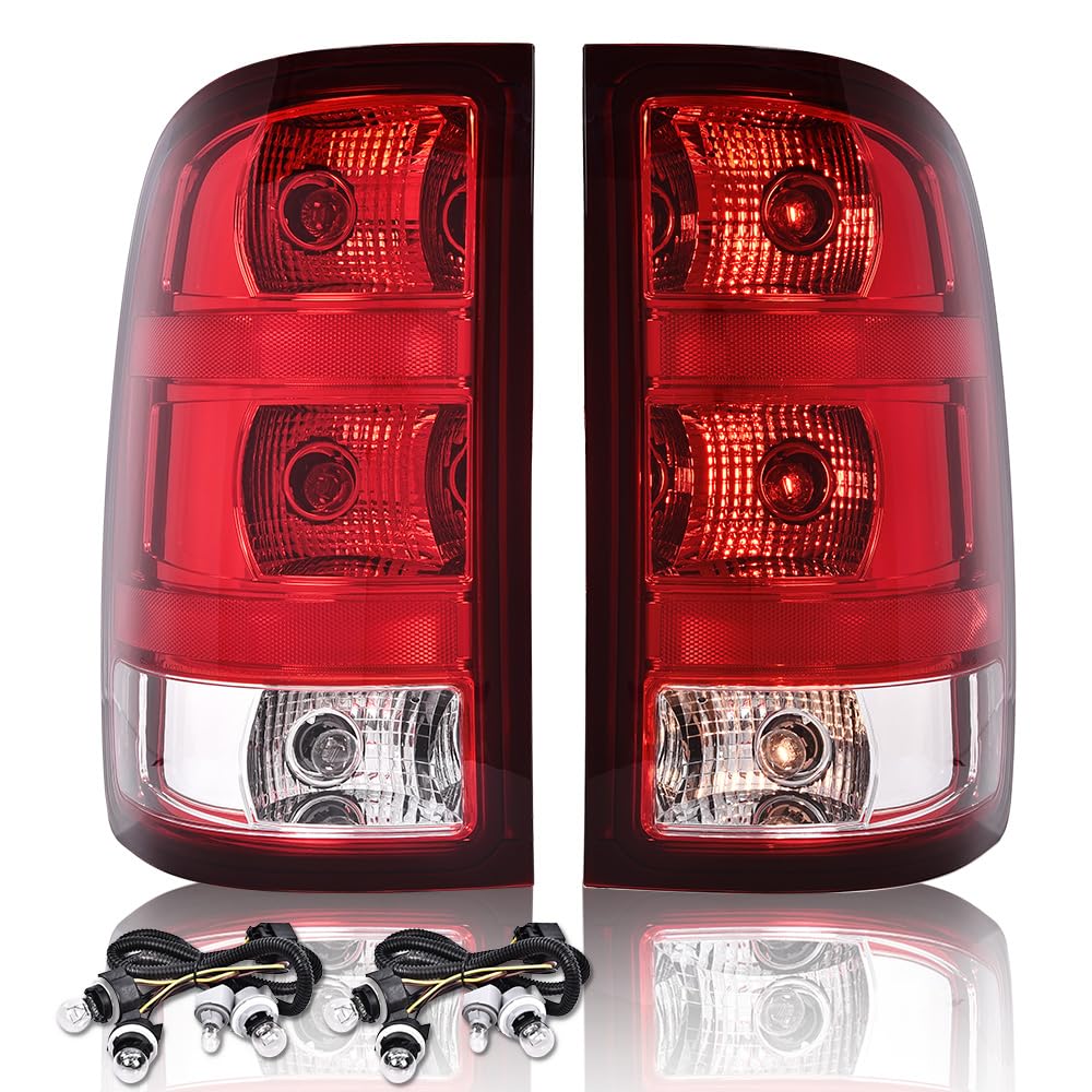 GRAND ORANGE Tail Lights Assembly Rear Lights Lamps Compatible with GMC Sierra 1500 2500 3500HD 2007-2013 W/Bulbs & Wiring Harne
