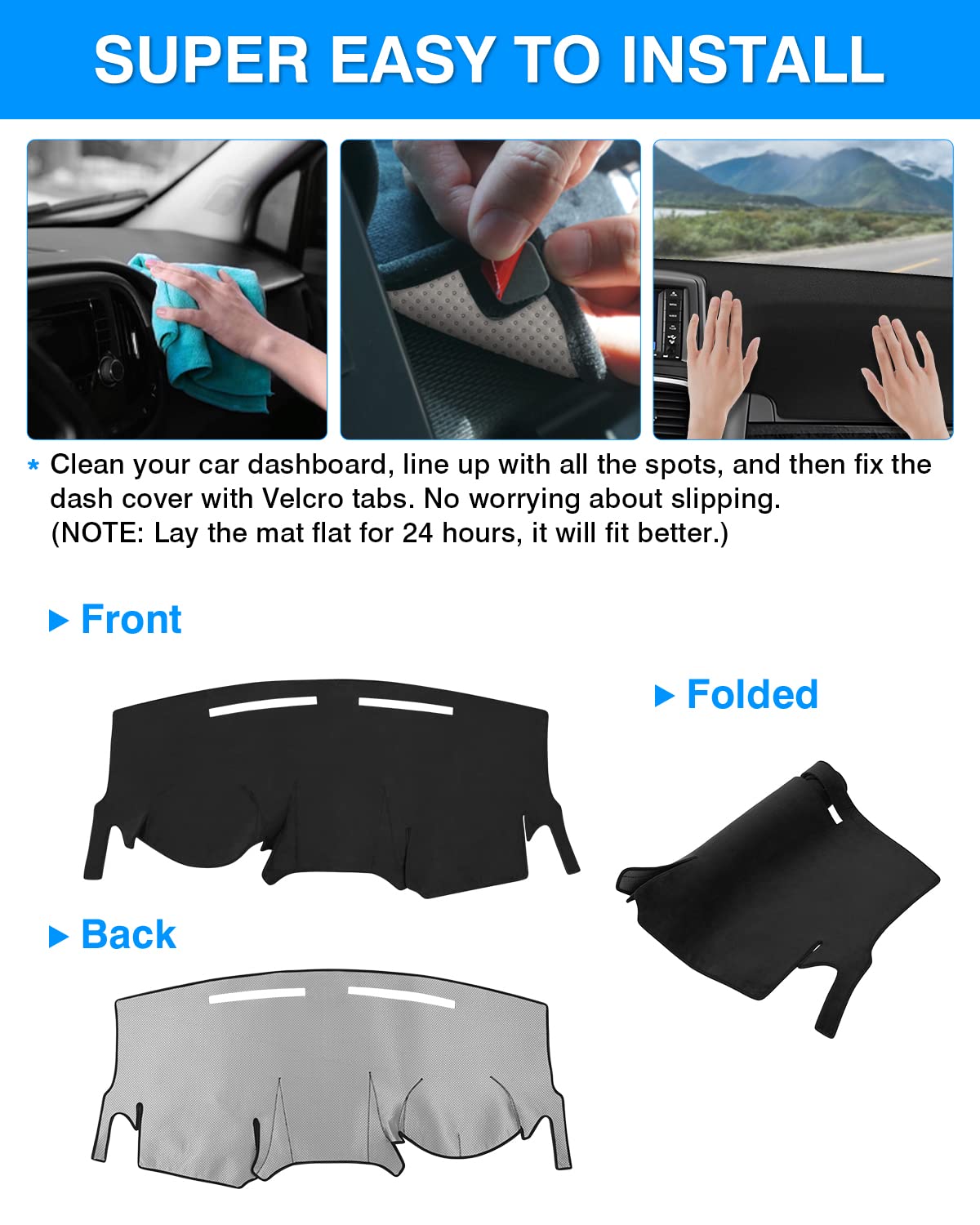 Autorder Dashboard Cover Mat For Dodge Grand Caravan 2011-2020 /Chrysler Town Country 2011-2016 Accessories Dash Cover Flannel D