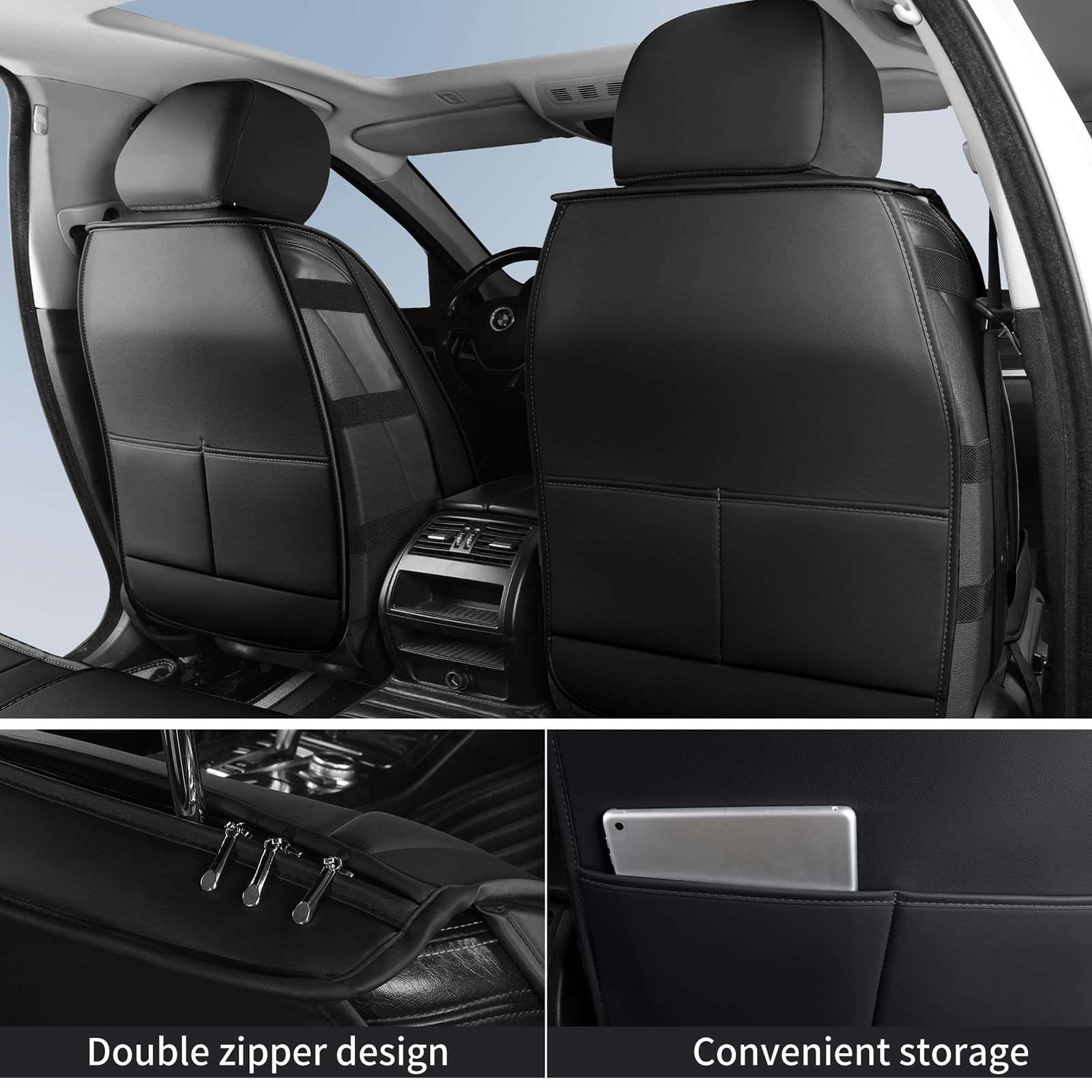 Hchengkikz Car Seat Covers,Breathable Faux Leather Auto Seat Covers,Waterproof Automotive Seat Covers,Universal Vehicle Seat Cov