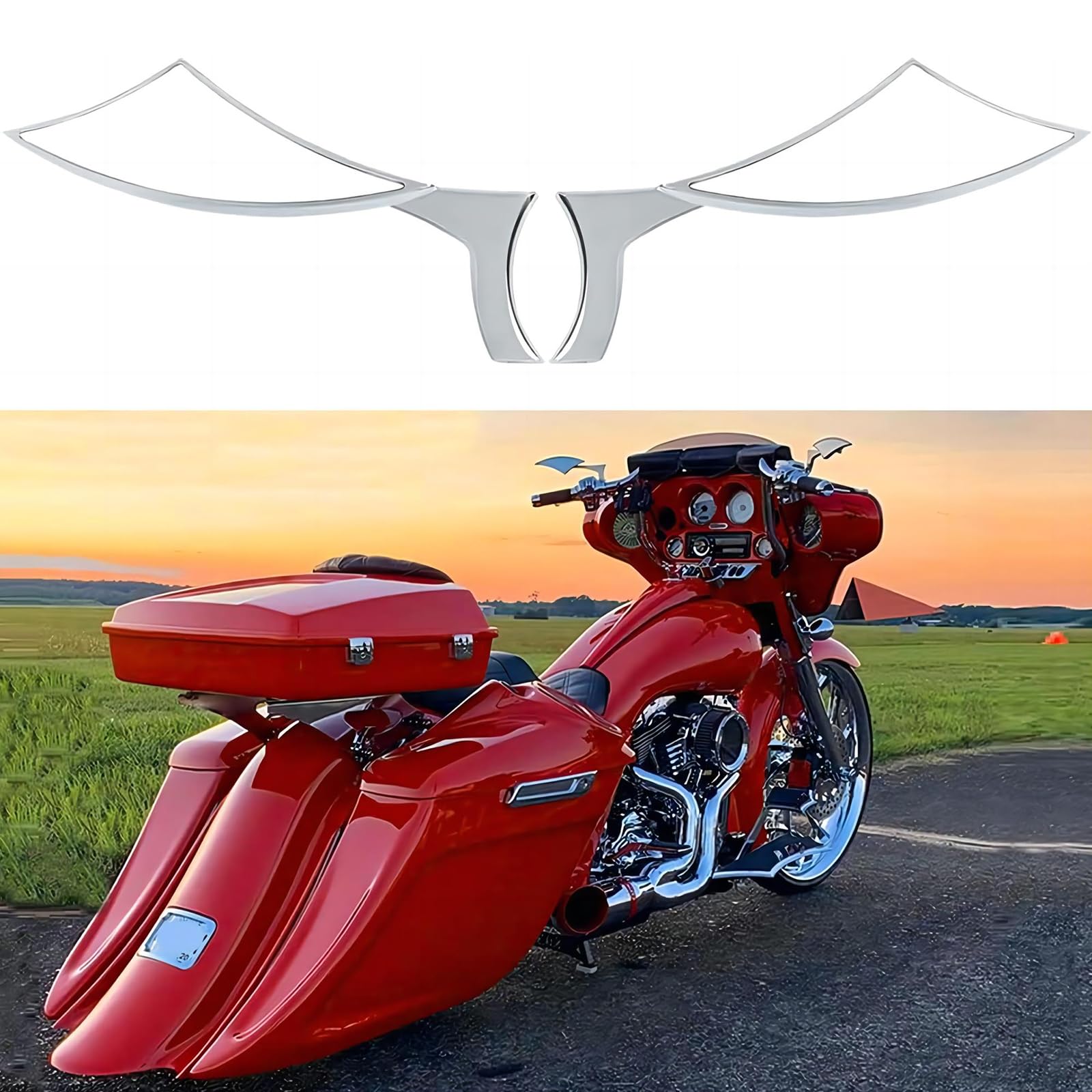 Goodfitment - Chrome Bat Shape Motorcycle Mirrors,Upgrade Rearview Motorcycle Mirrors Compatible With Harley Road King Sportster