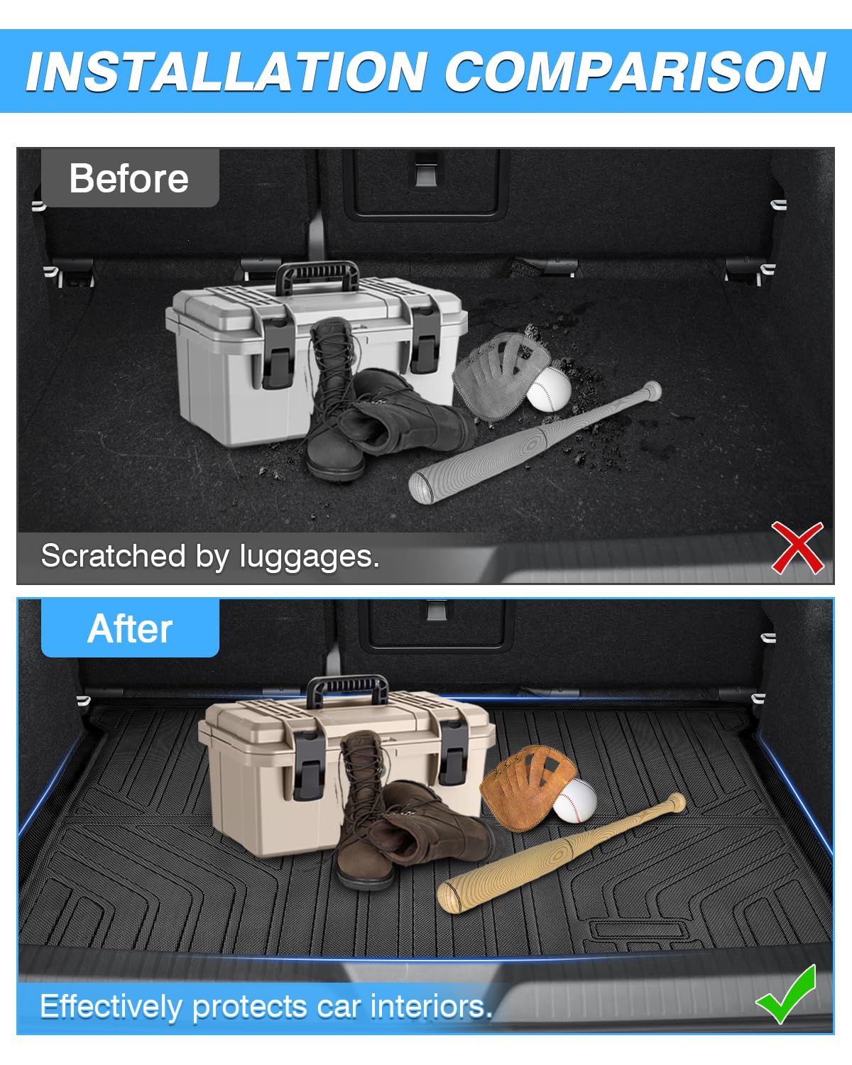 Powerty Cargo Mat For Volkswagen Id.4 2021 2022 2023 2024 2025 Accessories Trunk Mat In Upper Position All Weather Cargo Liner R