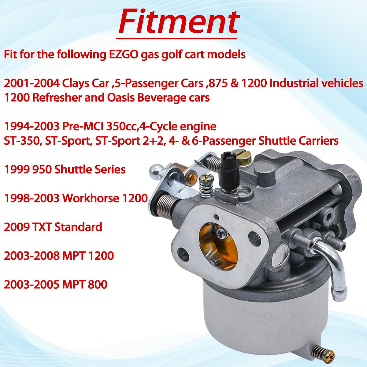 JDLLONG 72558-G01 Carburetor Fit for EZGO Golf Cart Gas Car 350cc for Robin TXT Medalist 4-Cycle Workhorse ST350 Carb 72558-G05