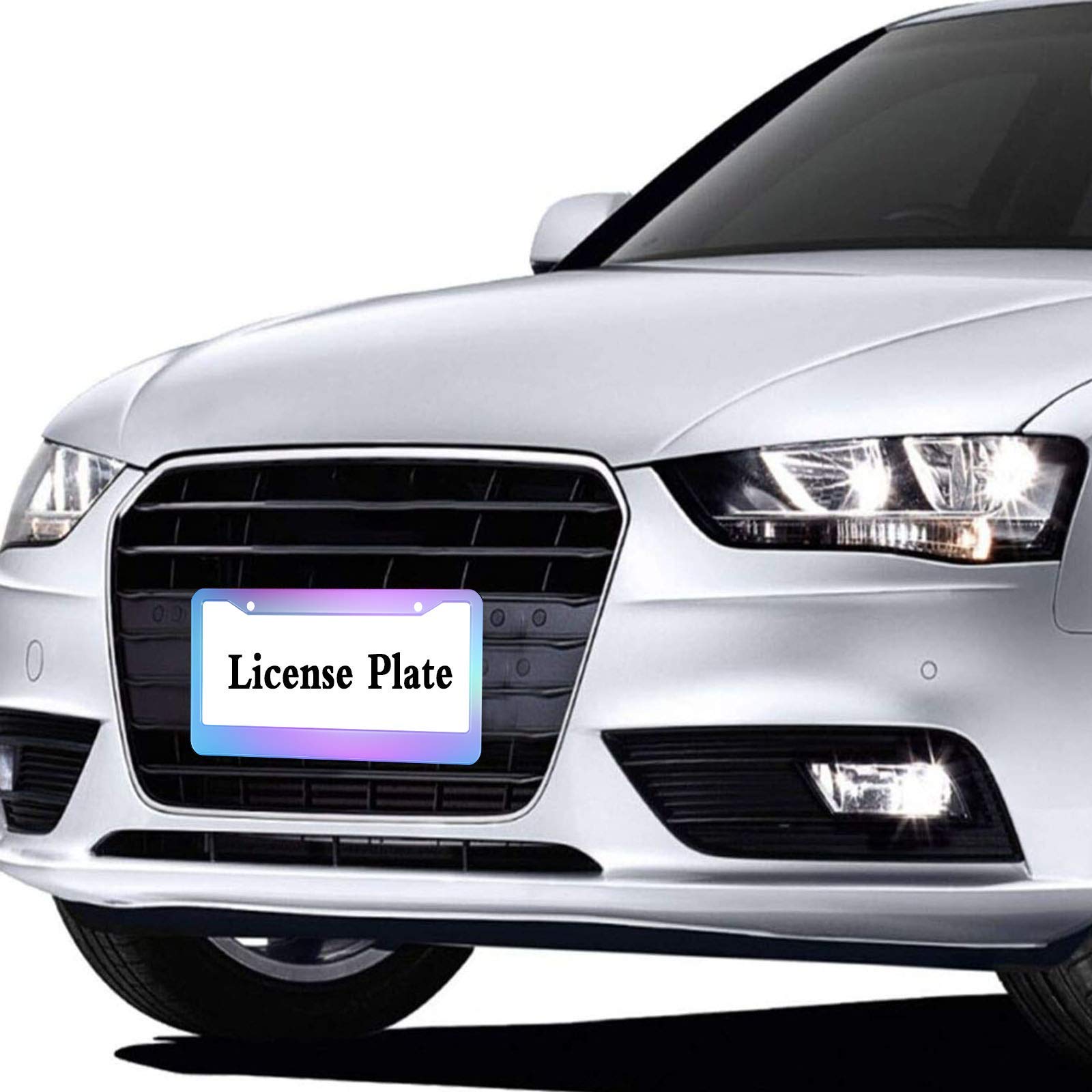 HOSNYE License Plate Frame Gradient Purple Blue Metal License Plate Cover Front Plates Frames Car Tag Frame for Women Men US Veh