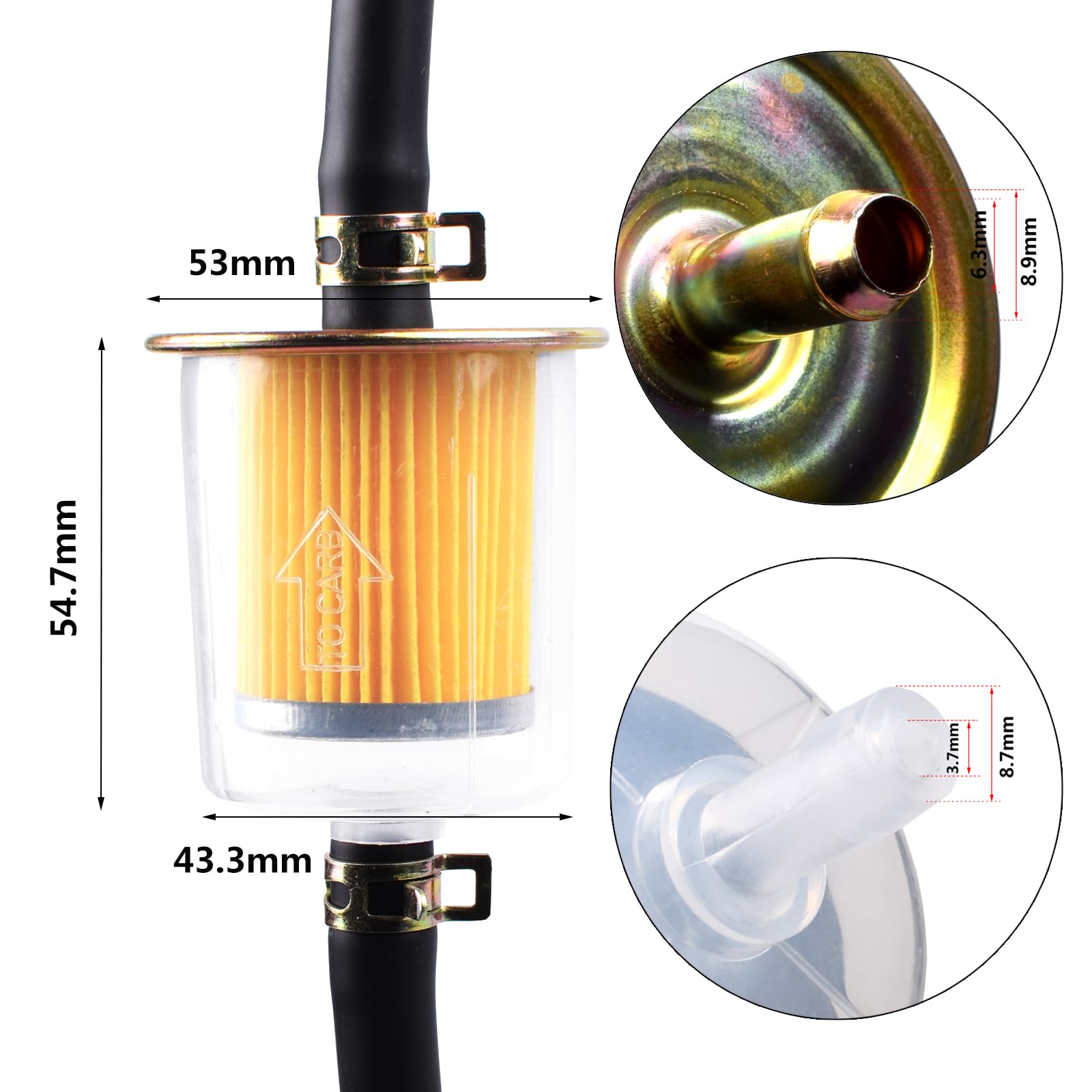 Heymaillc 5pcs 5/16    Inline Fuel Filters Universal For Industrial Tractors Cars Trucks Motorcycles RVs Gas Powered Engine Inli