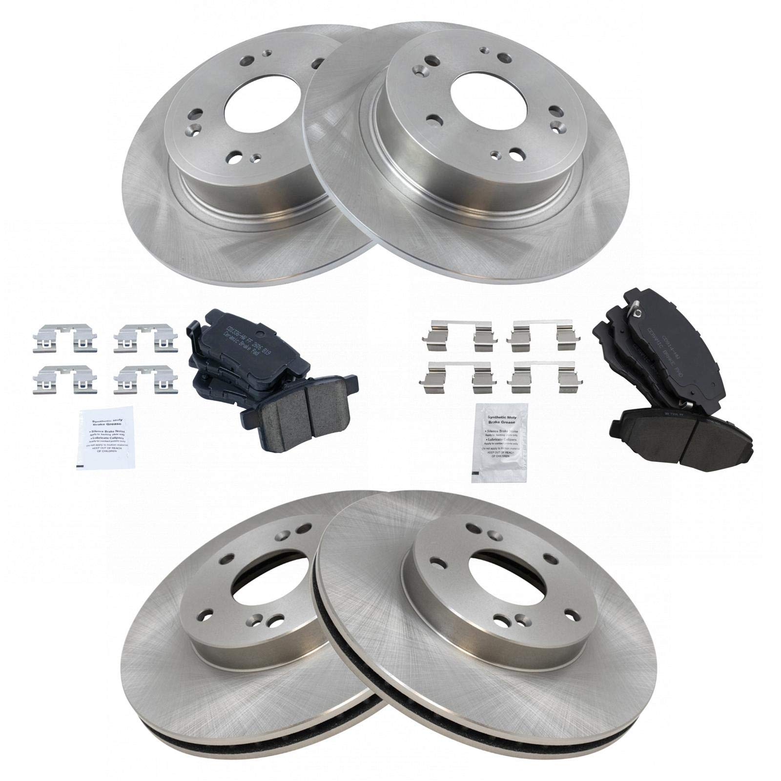 Trq Front And Rear Brake Pad & Rotor Kit Brake Pads Brake Rotor Ceramic Compatible With 2008-2017 Honda Accord