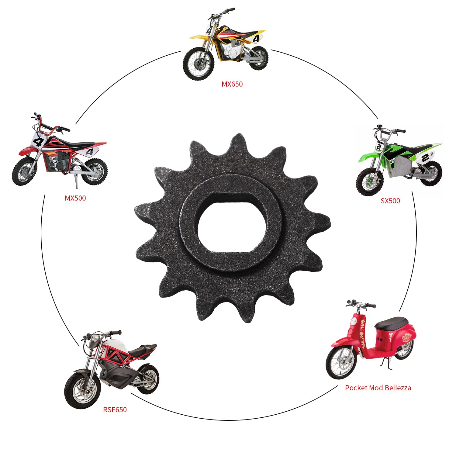 KAMIER Upgraded 25H Chain 13T Teeth Motor Sprocket Master Link Replacement for Razor MX500 MX650 SX500 Mcgrath Dirt Rocket Bike