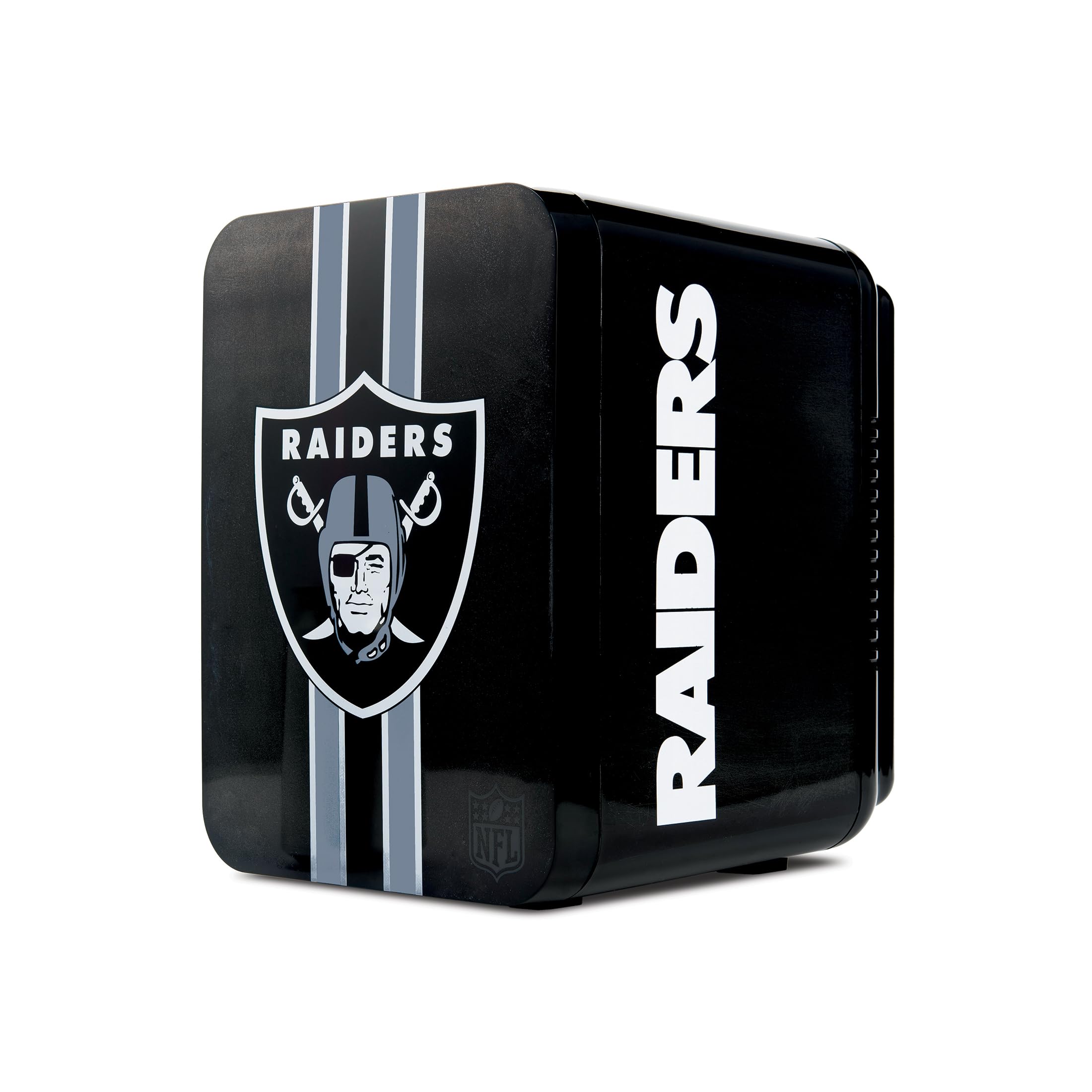 Ukonic NFL Las Vegas Raiders 6-Can Mini Fridge - 4L Thermoelectric Cooler, AC/DC Powered, Portable, Team Logo, for Home, Car, Ta