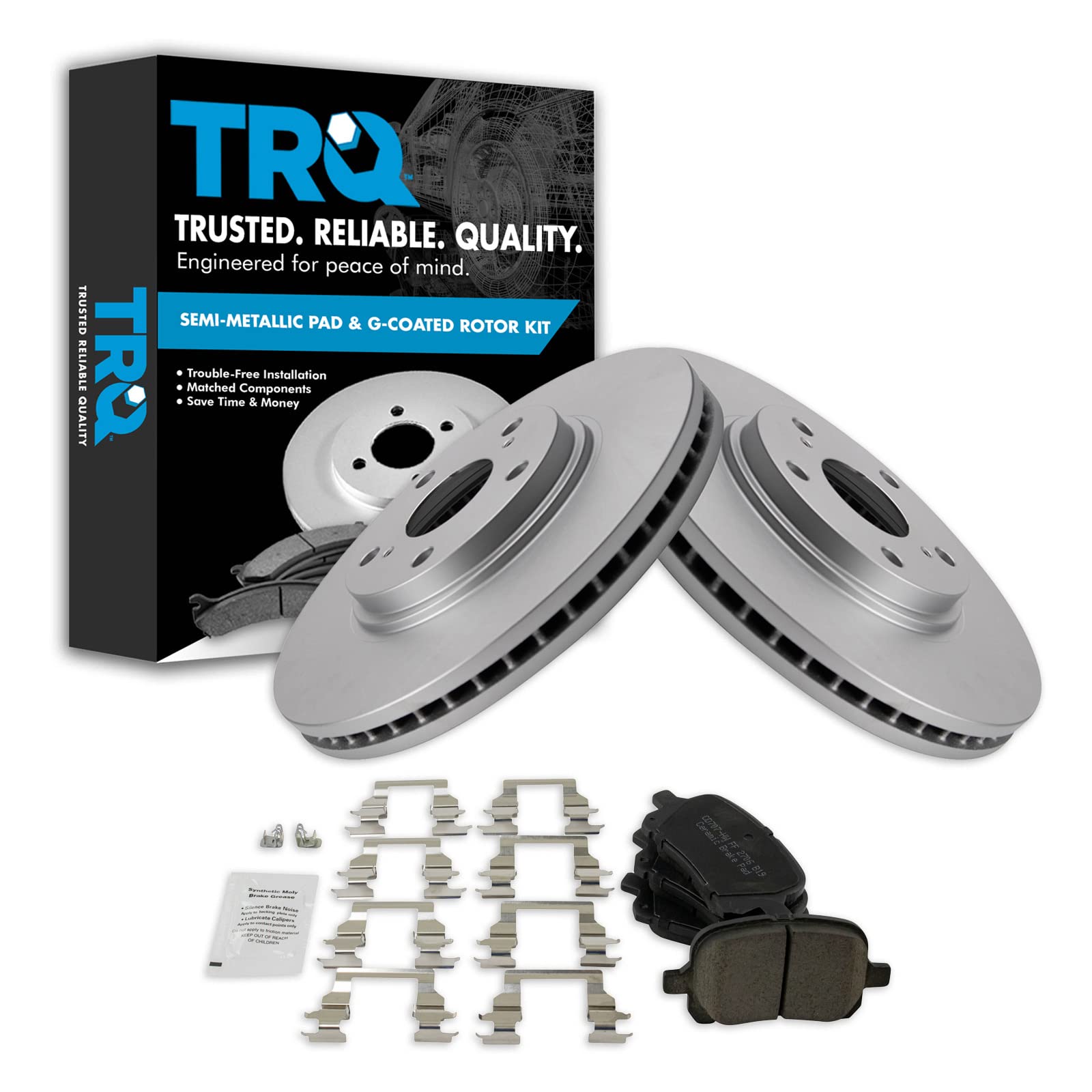 Trq Front Brake Pad & Rotor Kit Brake Pads Brake Rotor Ceramic Premium G-Coated Compatible With 1999-2001 Lexus Rx300