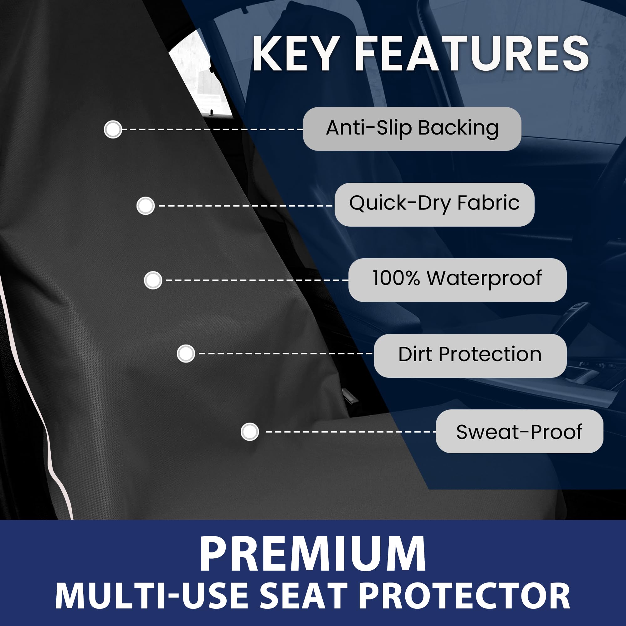 Dri Seats Waterproof Car Seat Cover - Premium Sweat Towel With Slip Resistant Backing For Front Seats In Cars, Trucks, Suvs - Un