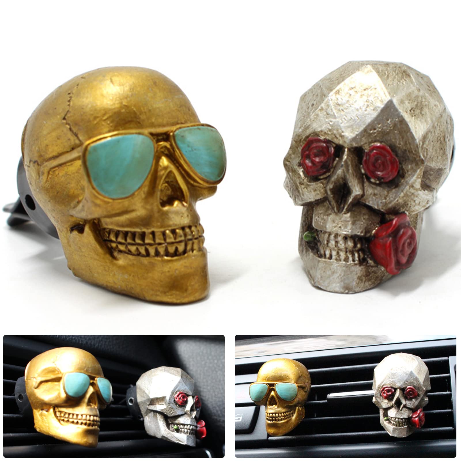 Halloween Car Decorations Sugar Skull Air Freshener Car Decor For Women Men Teens Witchy Gifts Cool Stuff For Automotive Truck V