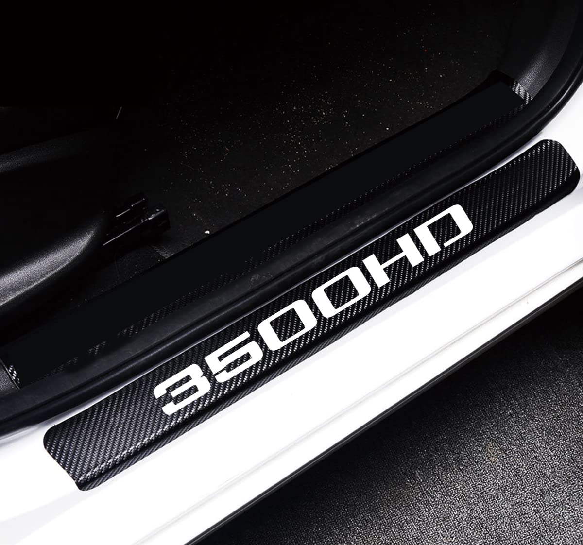 Maxdool 4Pcs Car Door Sill Protector Reflective 4D Carbon Fiber Sticker Decoration Door Entry Guard Door Sill Scuff Plate Sticke