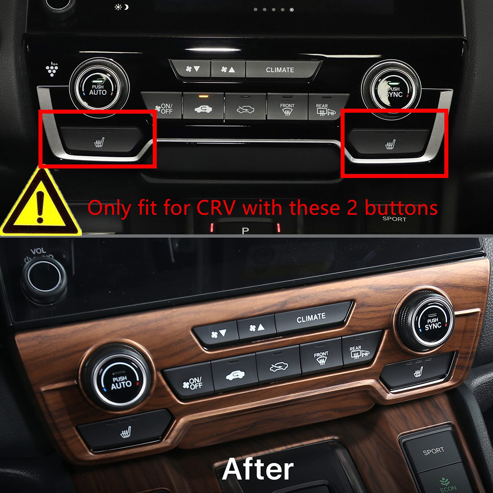 Antbooboo For Honda Crv Cr-V 2022 2021 2020 2019 2018 2017 Air Conditioning Knob Climate Control Module Panel Peach Wood Grain Center Console Cd Panel Cover Trim (Not Fit For Lx)