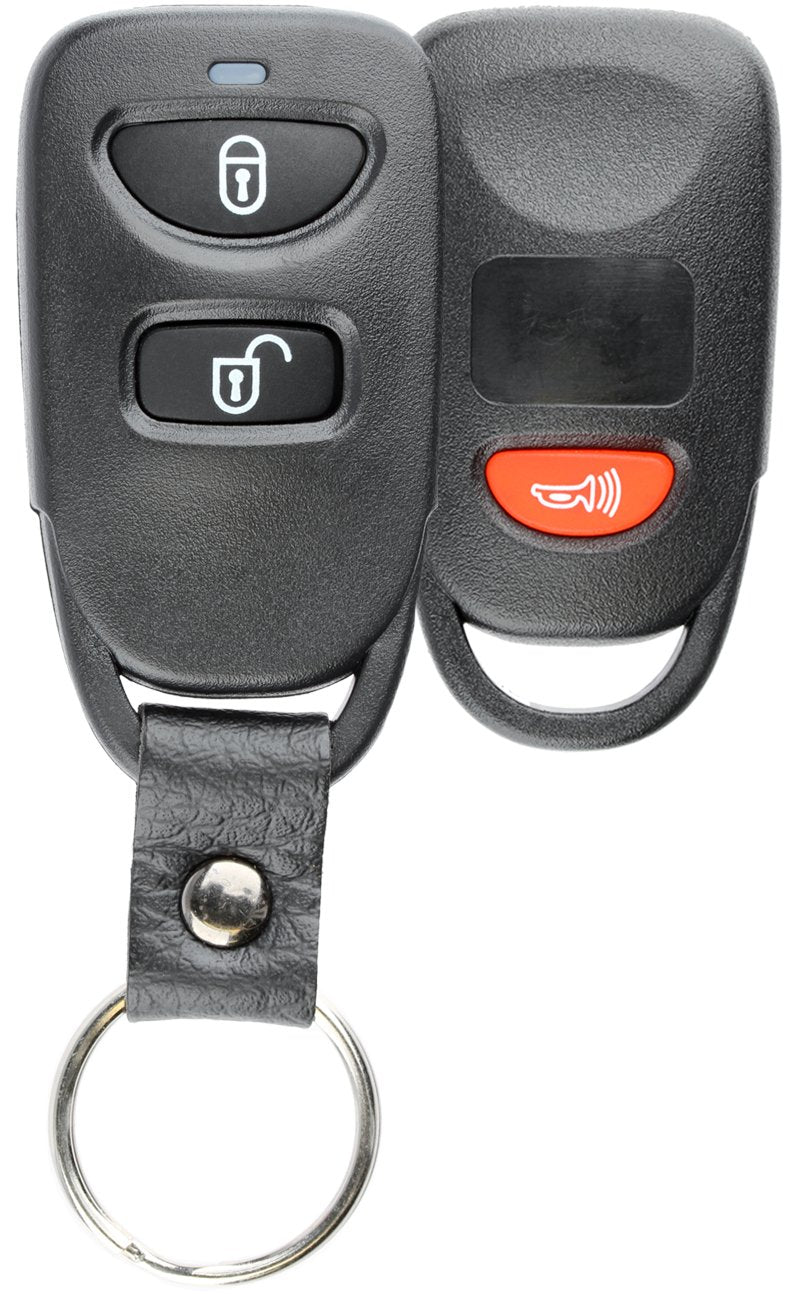Keylessoption Keyless Remote Key Fob Case Shell Button Pad Cover With Leather Strap For Hyundai Kia