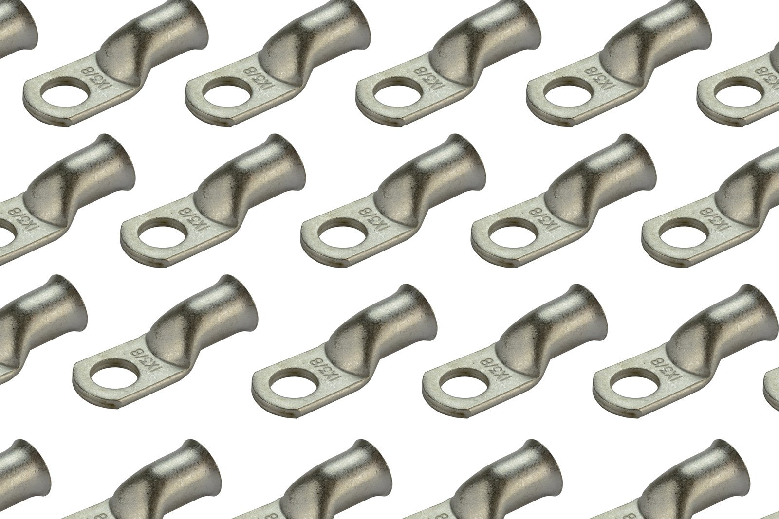 Temco 50 Pack Tinned Copper Welding Battery Cable Ends, Lugs Terminal 1 Awg 3/8'' Hole - Marine Grade (6 Awg To 1/0 Awg Options