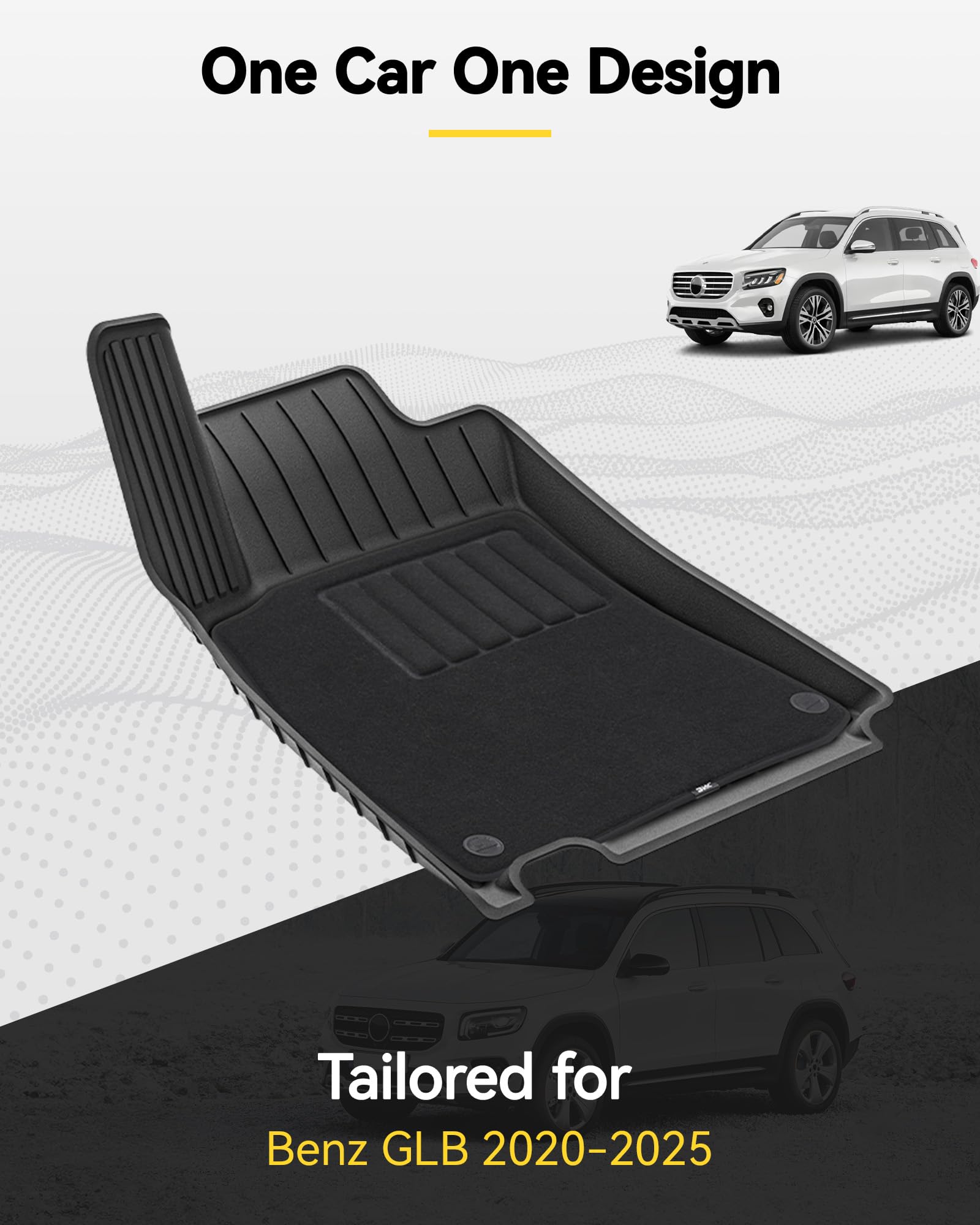 3W Floor Mats With Carpets Custom Fit Mercedez Benz Glb 2020-2025, Tpe Floor Liner Thickened Carpet With Safety Locks And Driver