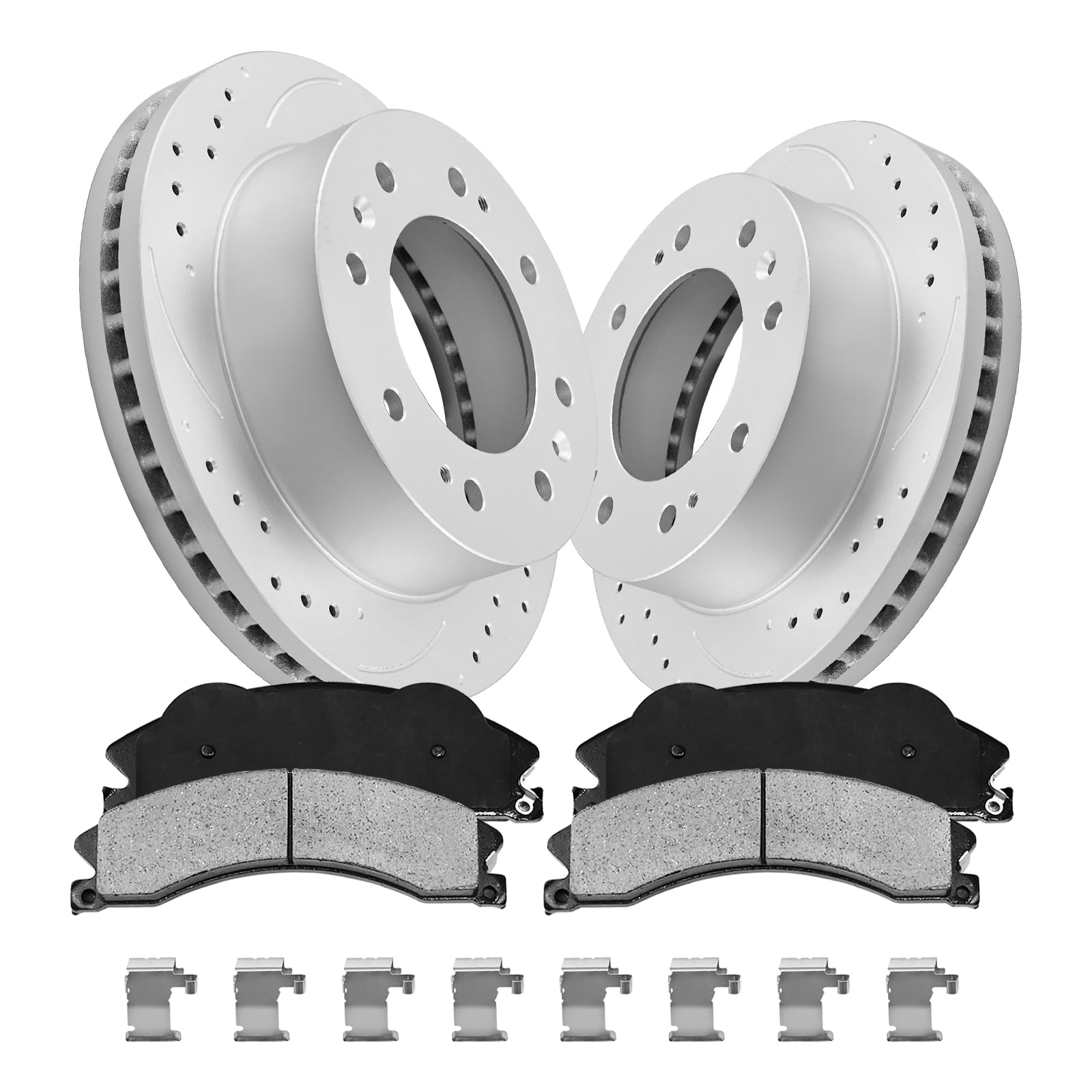Anpulsero Front Automotive Replacement Brake Kit, Brake Rotors Ceramic Brake Pads Compatible with 2011-2019 Chevy Silverado 2500