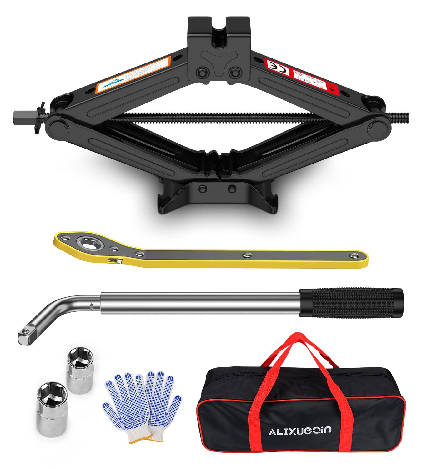 Car Jack Kit, Scissor Jack for Car 2 Ton (4409 lbs), Tire Jack Changing Kit with Lug Wrench for Sedan SUV