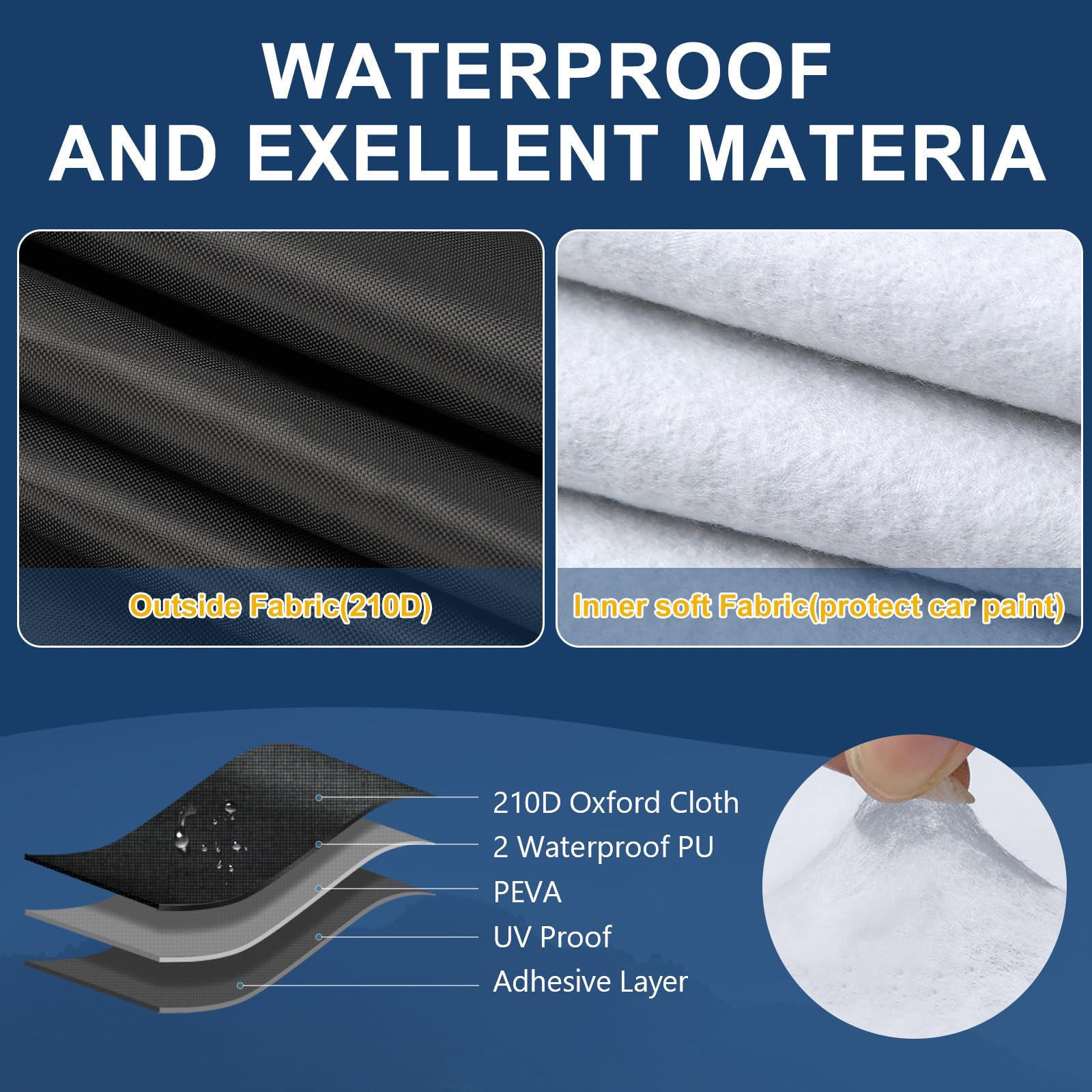 QUNSUNUS 6 Layer Waterproof Car Cover for Bronco 2 Door 2021 2022 2023, Outdoor Car Cover with Zipper, Full Exterior Car Covers