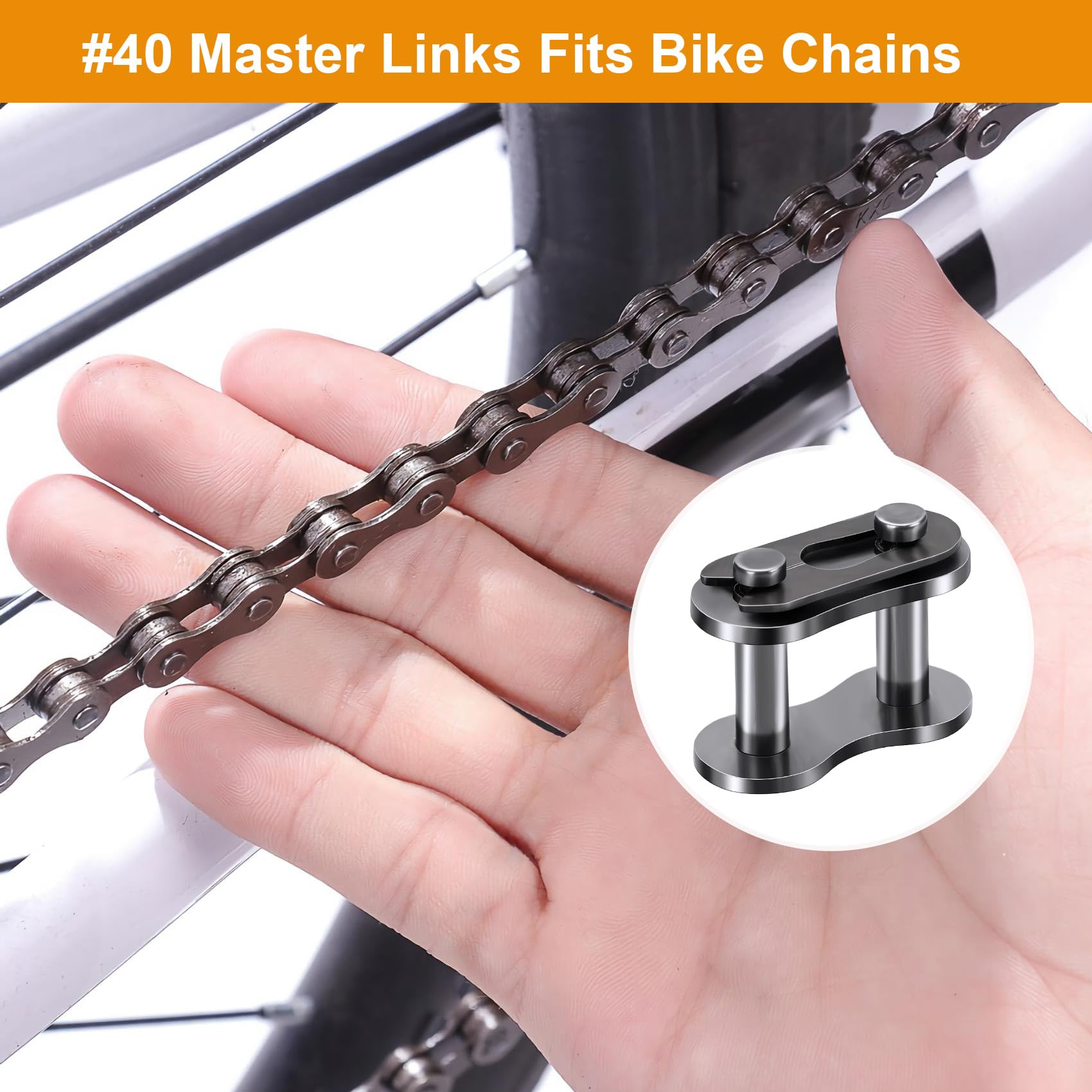 Pagow 30Pcs 40 Roller Chain Connecting Links, Master Connector Link, Heavy Duty Manganese Steel