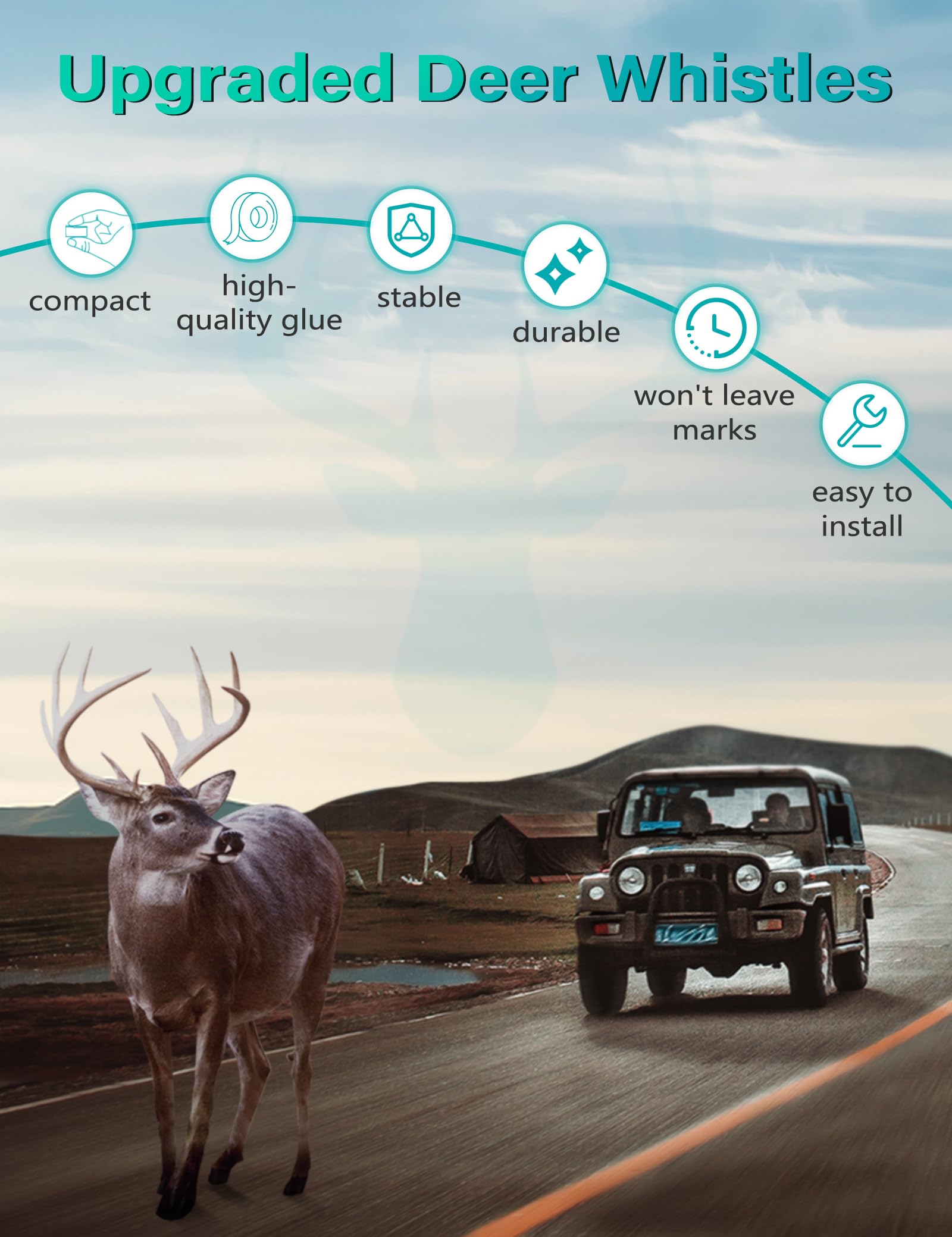 Elook Upgraded Deer Whistles For Car, Deer Horn For Car, Save Deer Whistle For Vehicles, Trunks, Motorcycle, Three-Horn, 8 Pack