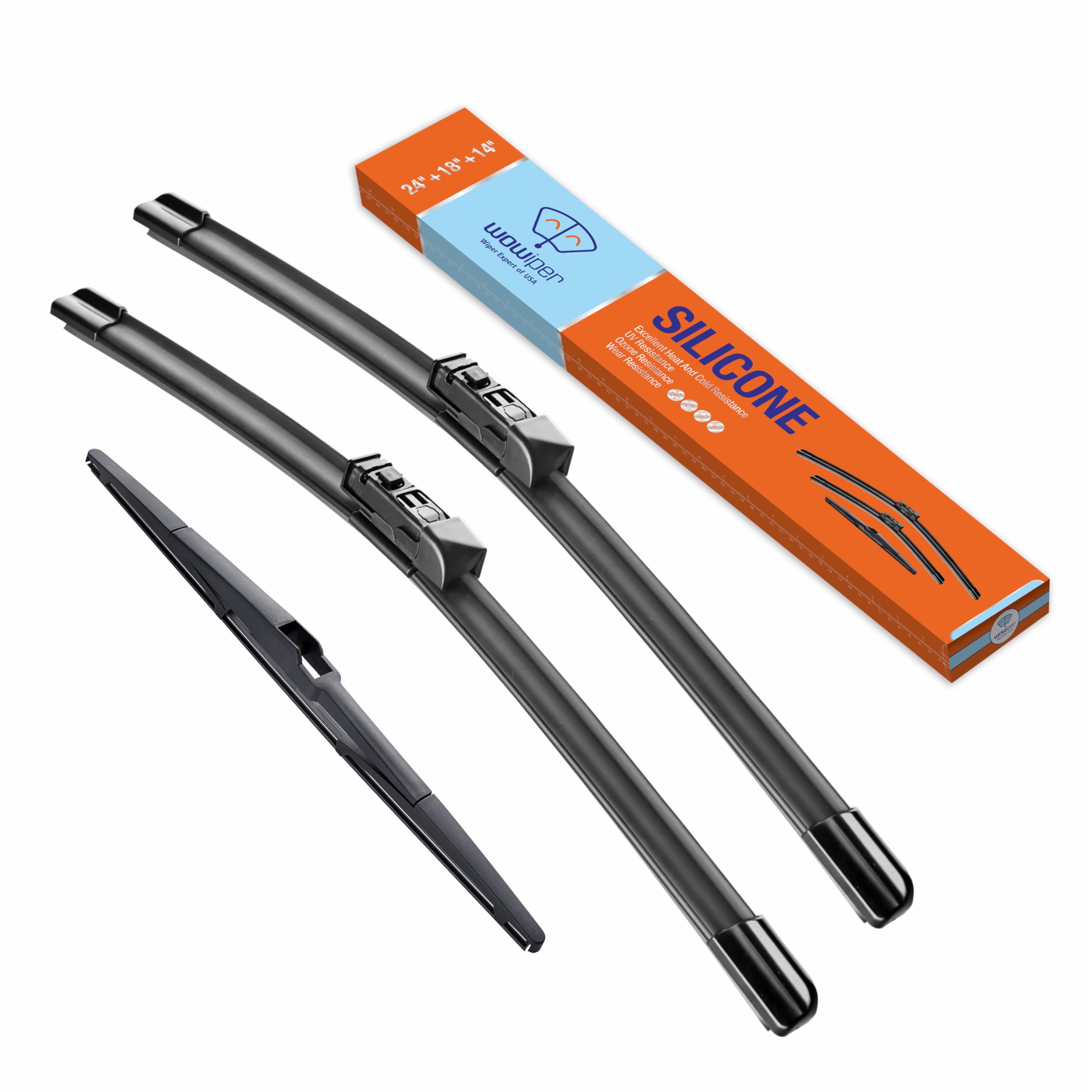 Wowiper Silicone Windshield Wiper Blades With Rear Wiper Blade For Mazda Cx9 Cx-9 2016-2023, All-Season Automotive Replacement W