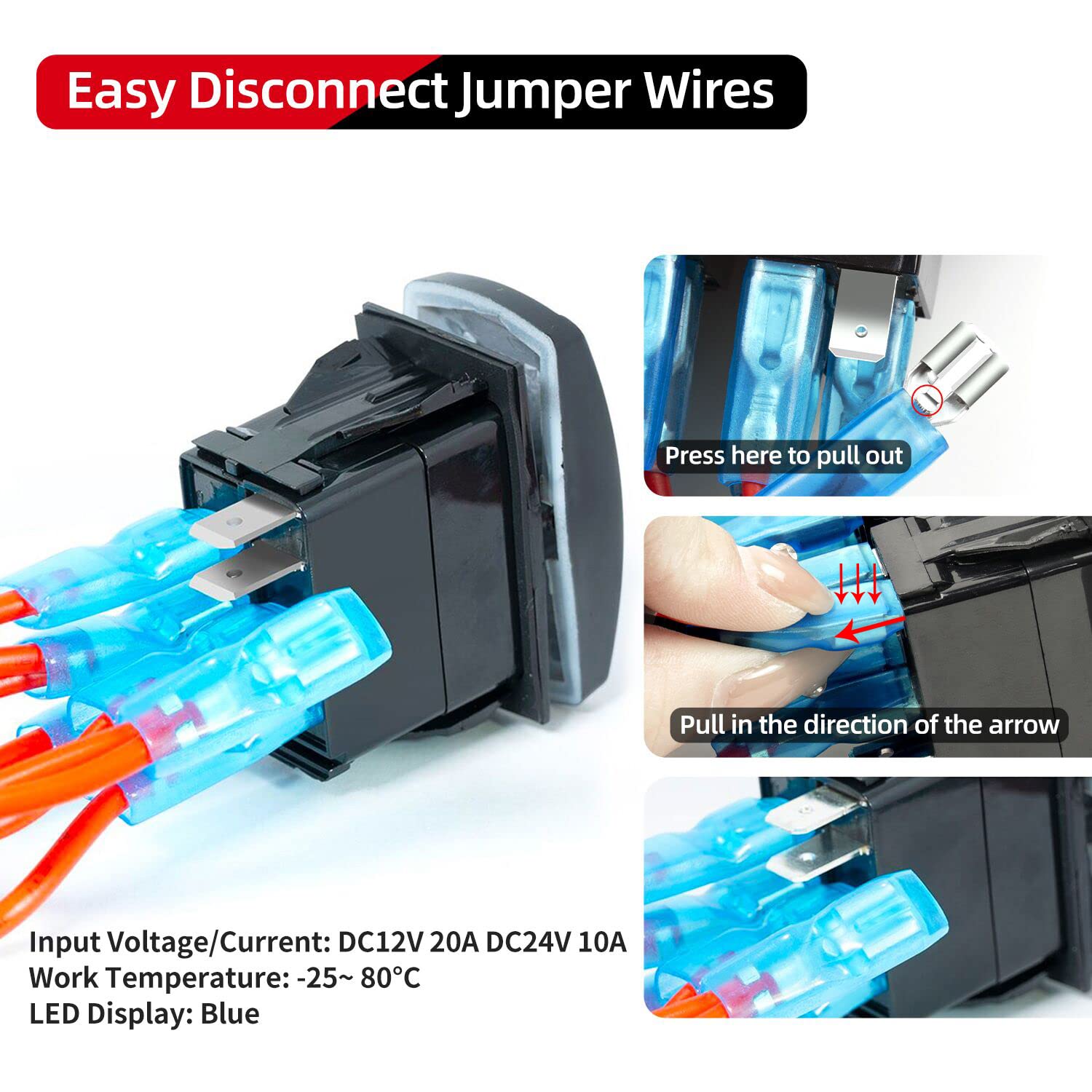 FXC Blue 8 Gang Rocker Switch Aluminum Panel Toggle Dash ON/Off Pre-Wired Switches Rocker Switch Panel Waterproof for 12V/24V Au