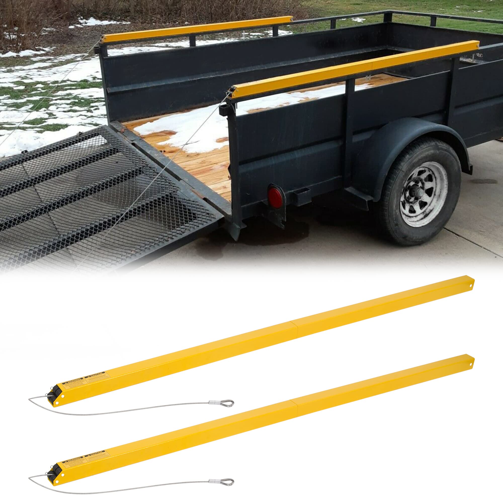 KUAFU 2 Sided Tailgate Utility Trailer Gate Liftgate Ramp Lift Assist System w/ 12 to 24 Inch Height Side Rail, 4 to 6 Feet Heig