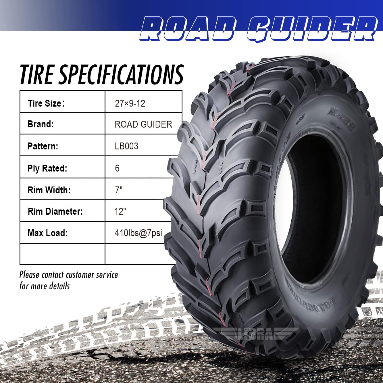 Roadguider Atv Utv Tires 27X9-12 27X9X12 6Pr Set 4-10298