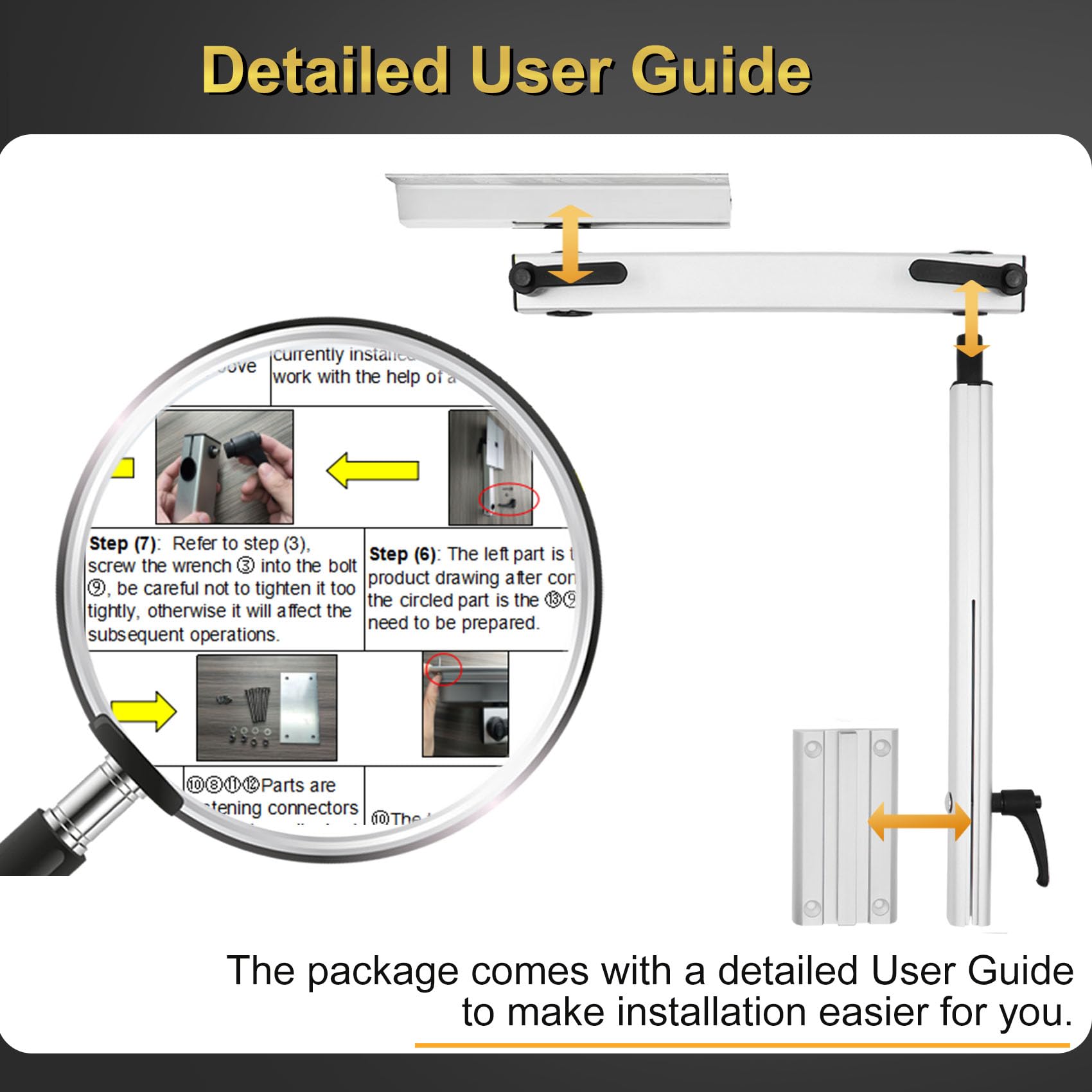 Virego Removable Table Leg Rv Accessories, 360 Degree Rotation Aluminum Alloy Laptop Table Leg, Height Adjustable Table Leg Brac