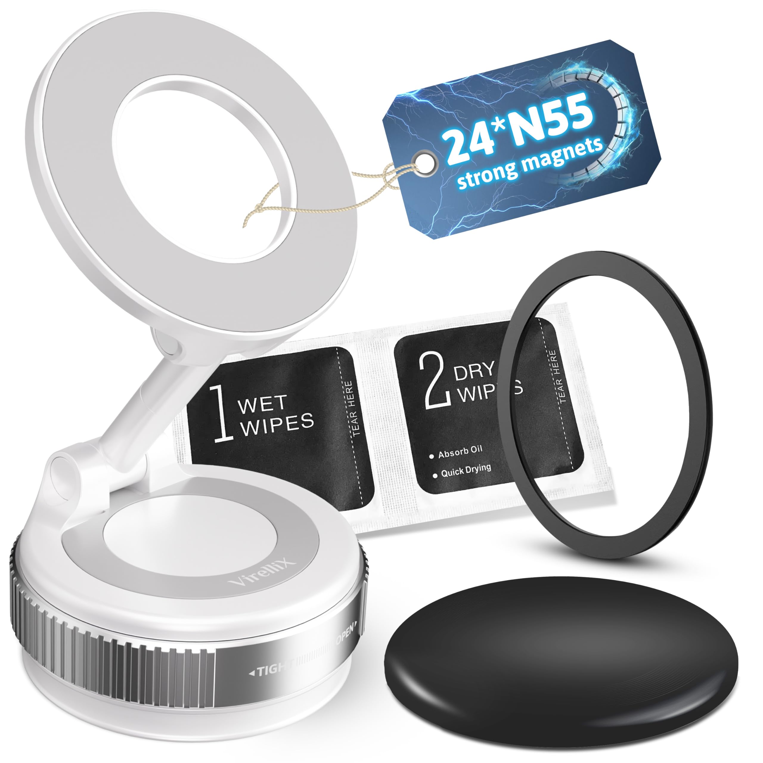 2025 Upgraded Vacuum Magnetic Phone Holder with 360 Rotation, 80LBS Ultra Suction Cup Phone Mount for MagSafe Cell Phone Holders