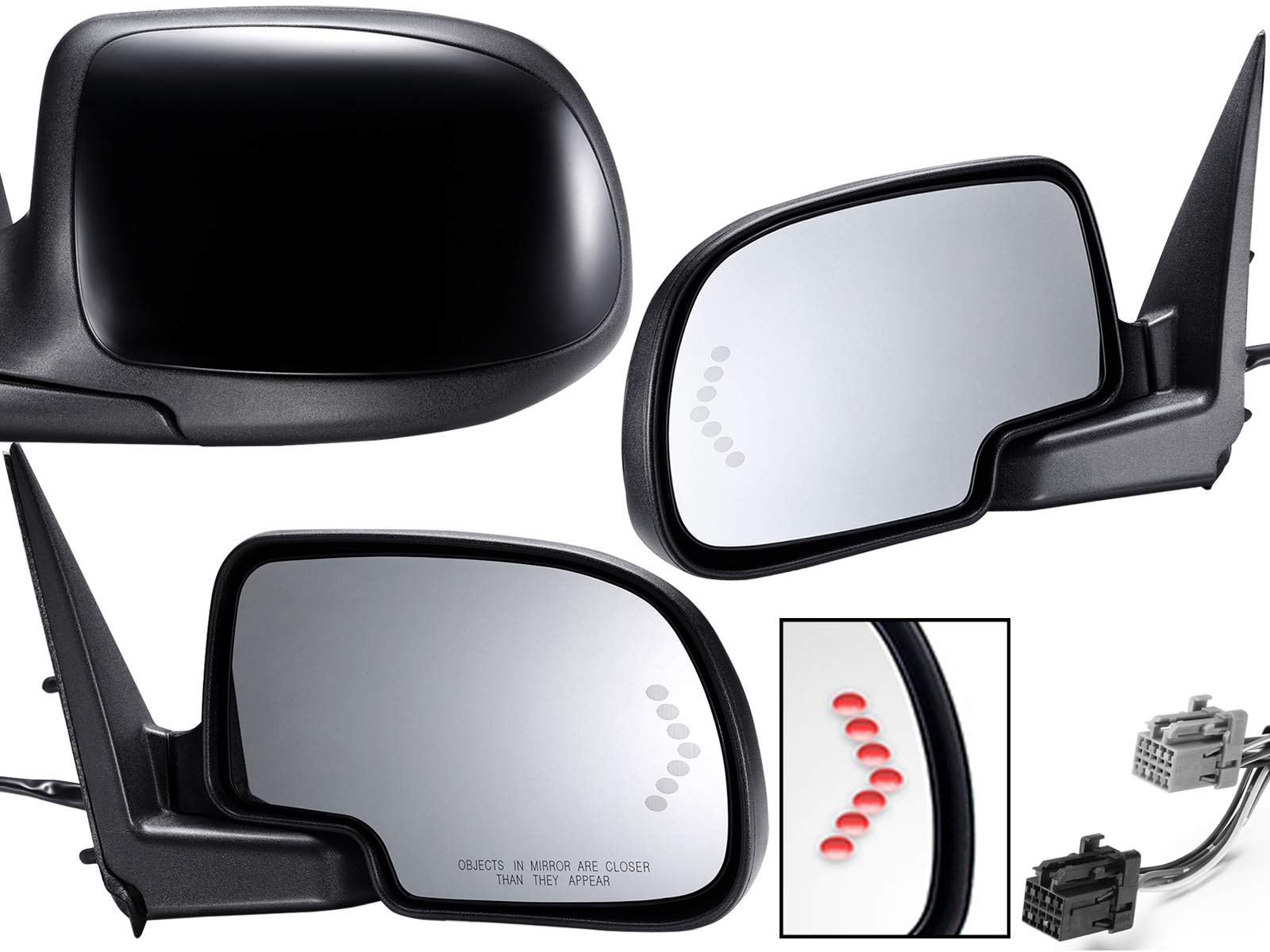 APA Replacement Rear View Mirror Power Folding Heated Signal Memory for 2003-2007 SILVERADO SIERRA TAHOE YUKON ESCALADE Passenge