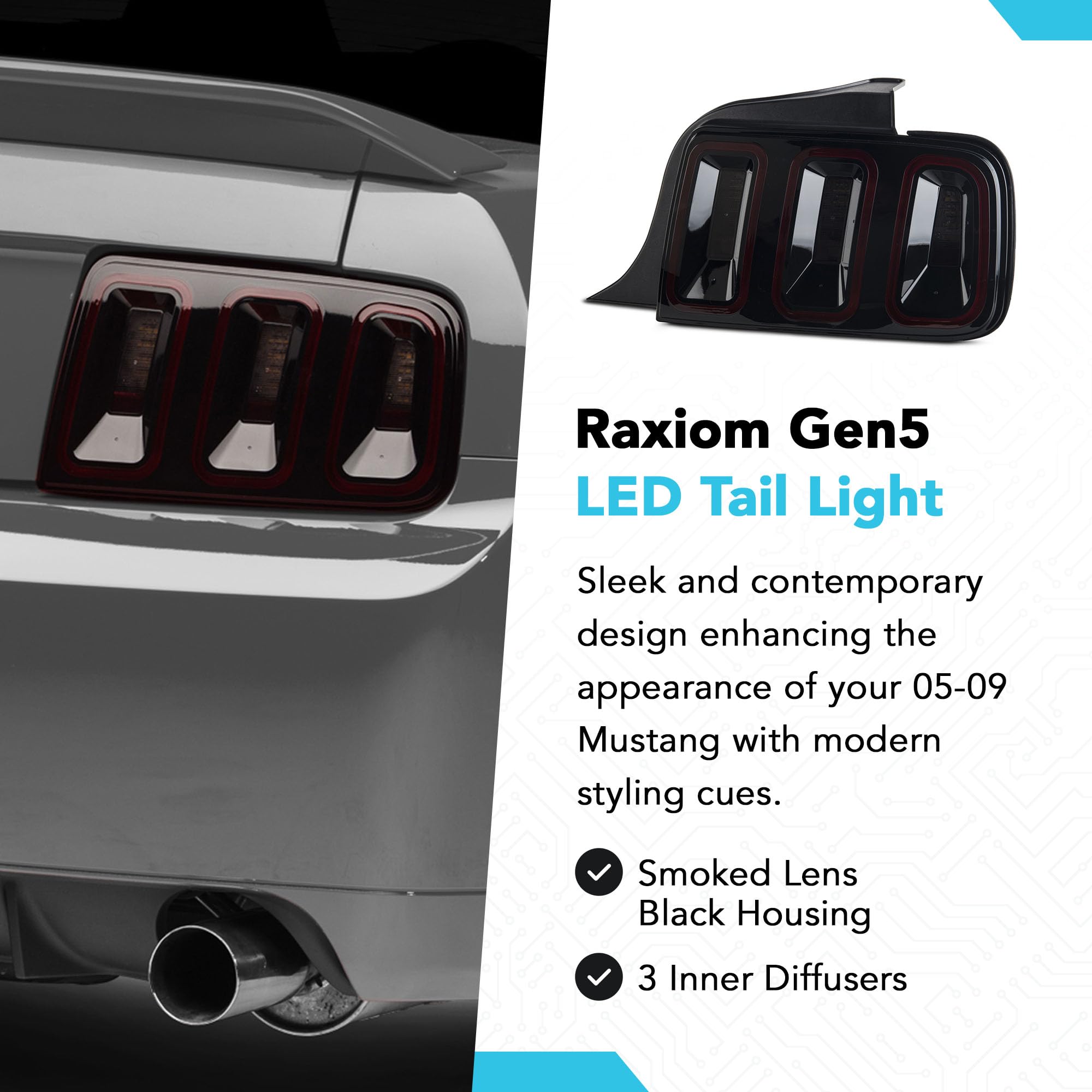 Raxiom Gen5 Led Tail Light Assembly | Rear Tail Lights With Built-In Sequential Turn Signal Brake Lights | Plug & Play Installat