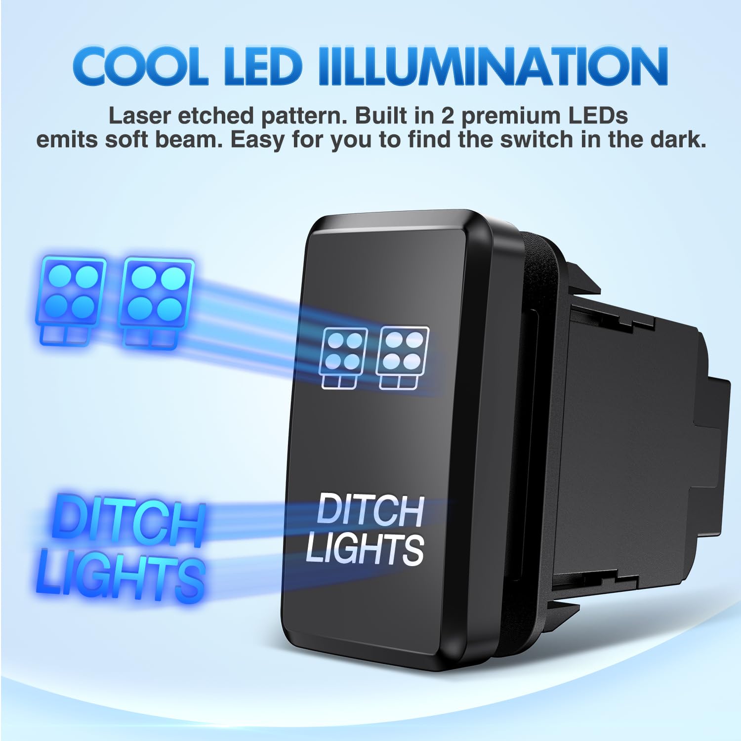 Nilight Ditch Lights Push Button Switch 12V On Off Switch With Connector Wire Kit 1.54'' X 0.83'' Replacement For Toyota Tacoma