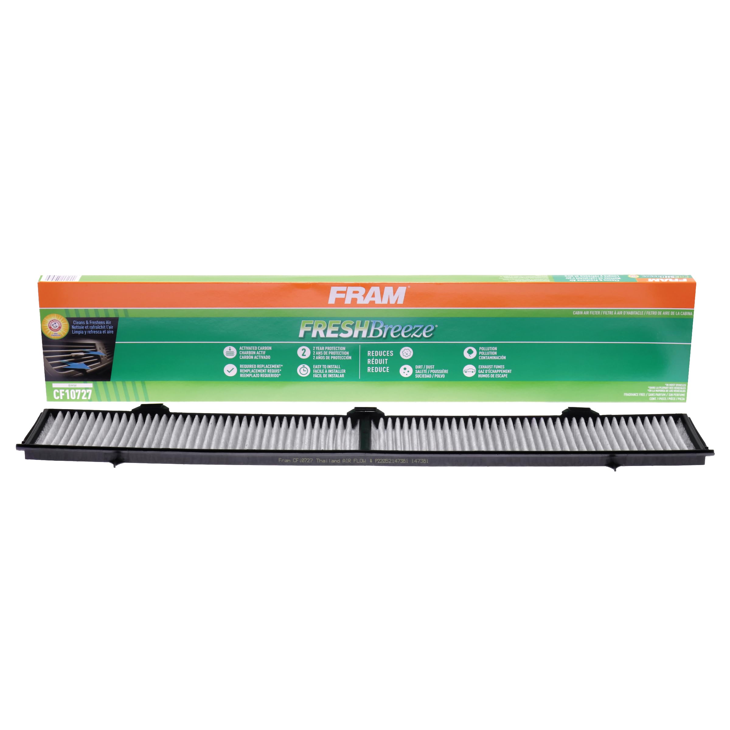 Fram Fresh Breeze Cabin Air Filter With Arm & Hammer Baking Soda, Cf10727 For Bmw Vehicles , Black