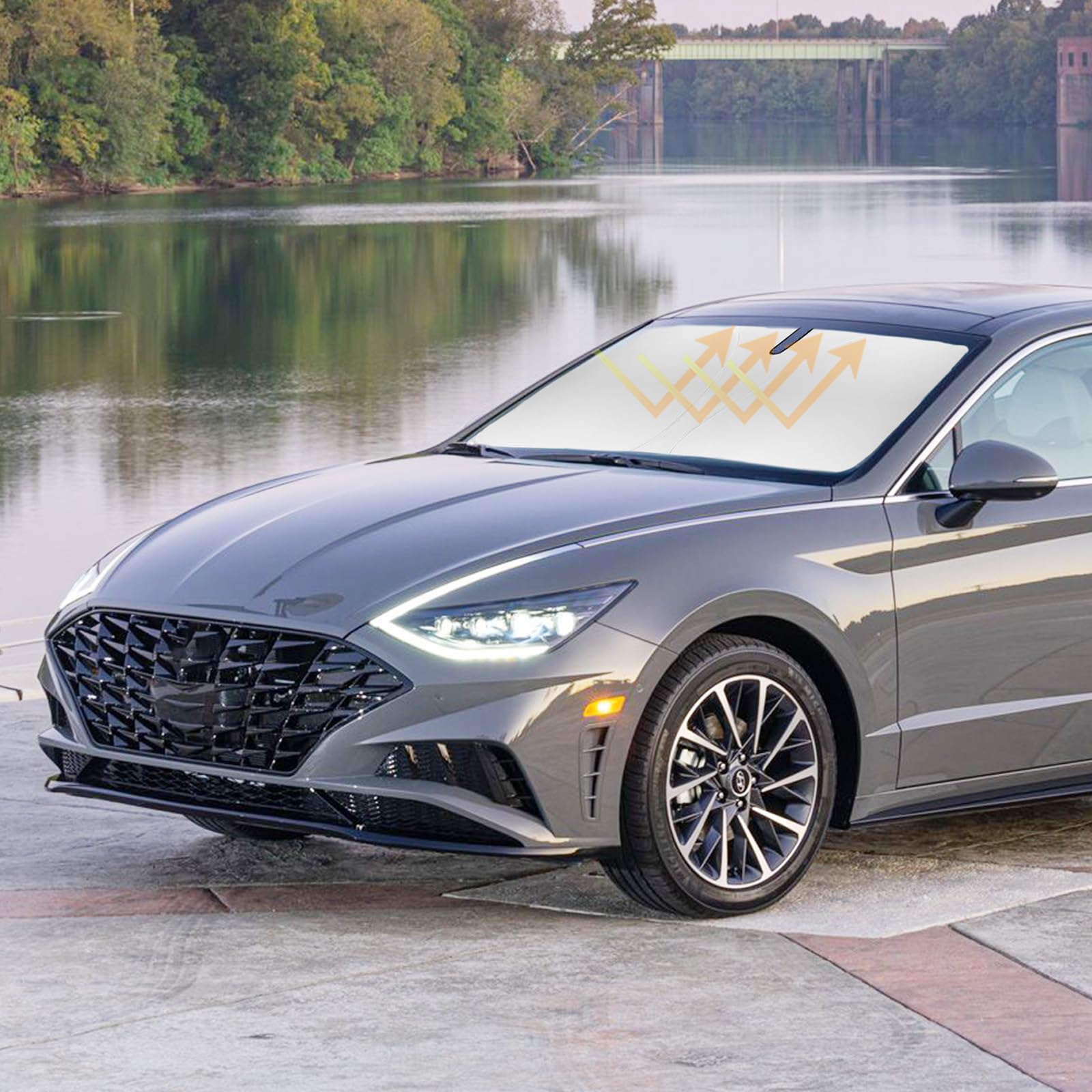 Sun Shade For Sonata Windshield Sunshades For Hyundai Sonata 2020 2021-2024 2025 Windshield Cover Front Window Shields 240T Silv