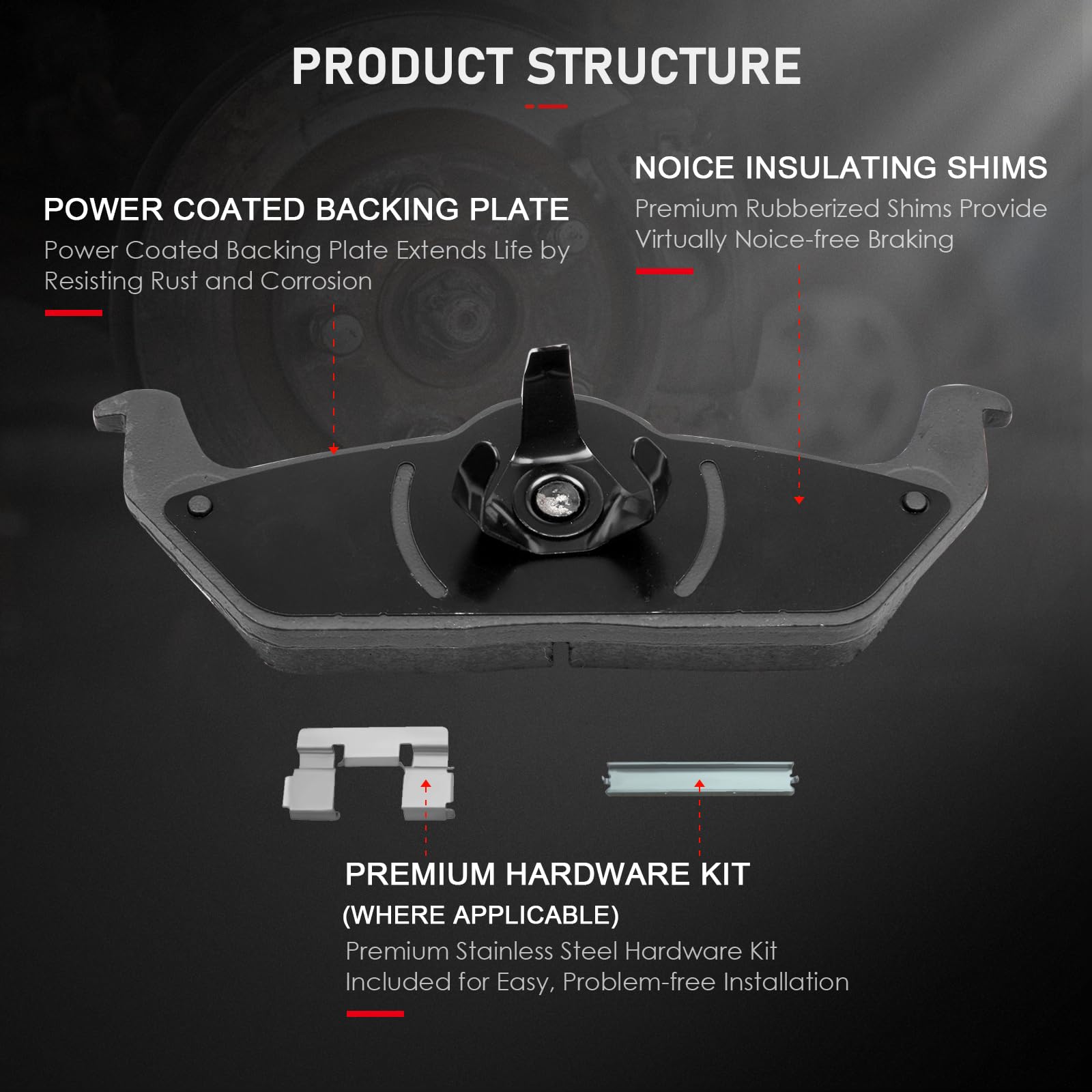 Cciyu D1083 D1012 8Pcs Front & Rear Ceramic Brake Pads Kits 2004-2011 For Ford For F-150, 2006-2008 For Lincoln Mark Lt