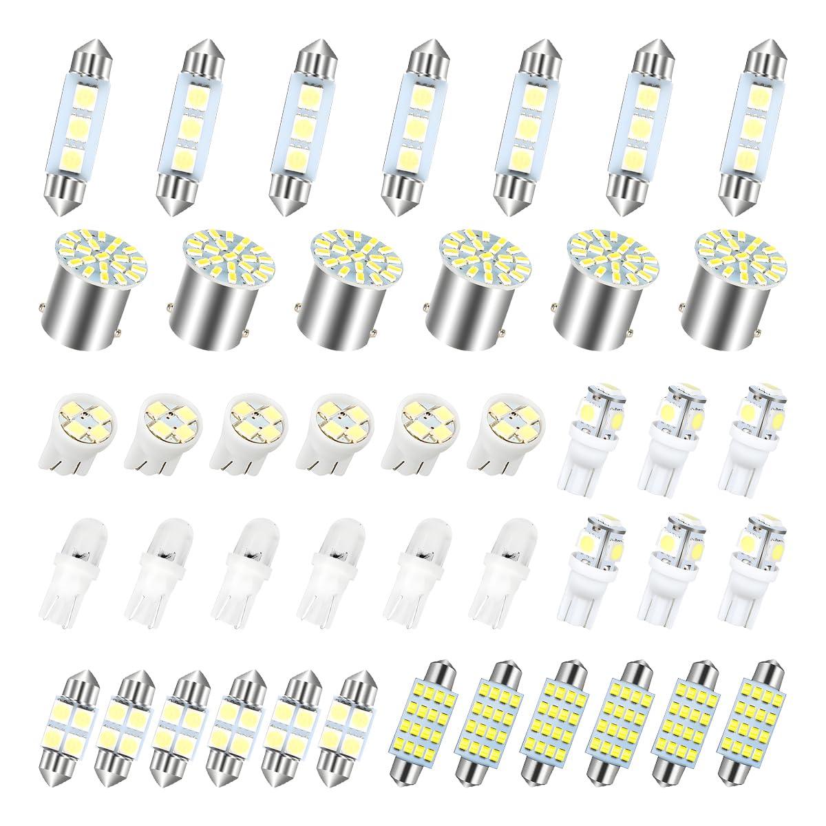AUCELI 42 Pcs Car LED Bulbs, Auto Interior Light Kit Set, Super Bright T10 31 mm 36 mm 41 mm Replacement Bulb, Indoor Dome Map L