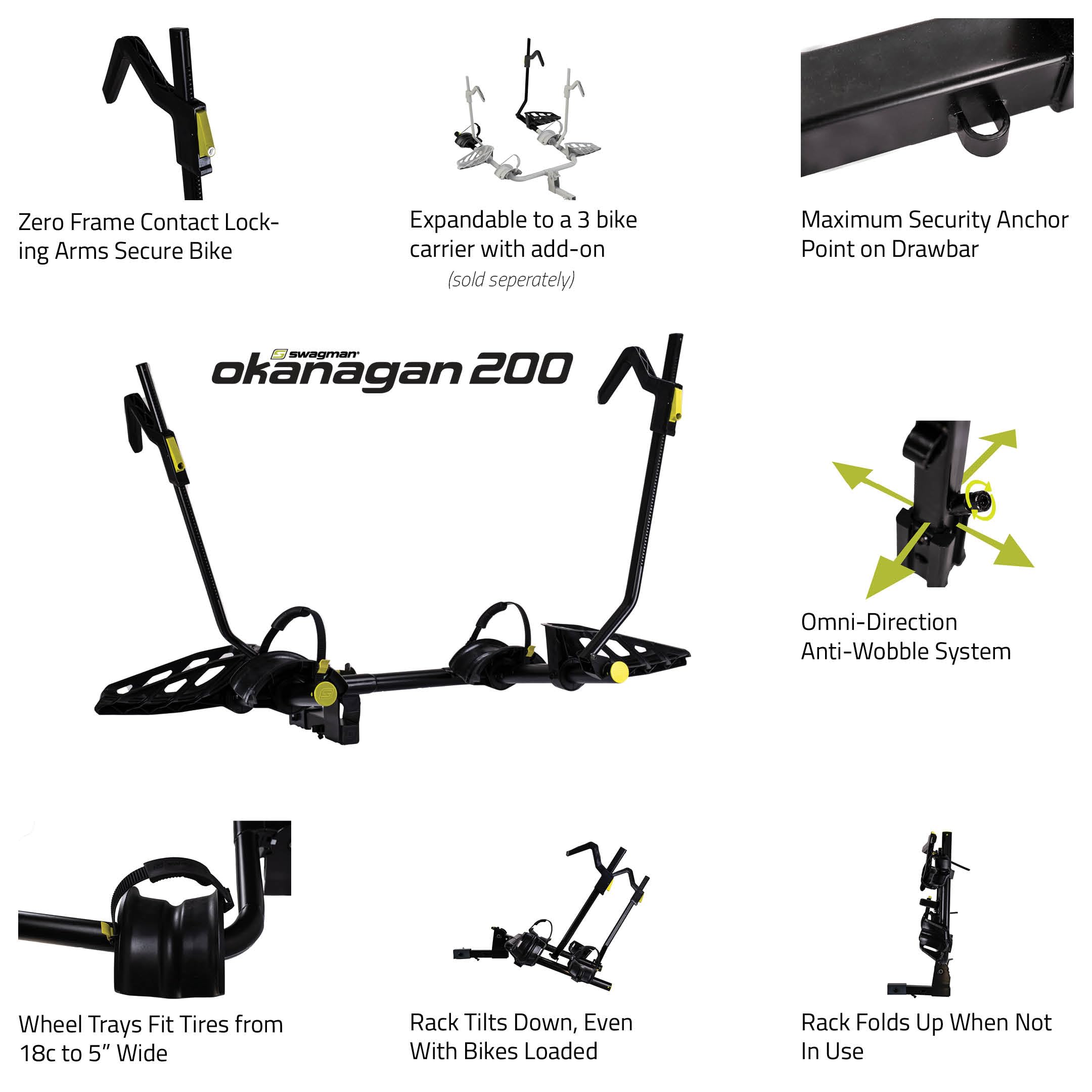 Swagman Okanagan 200 Zero Frame Contact 2” Hitch Bike Rack