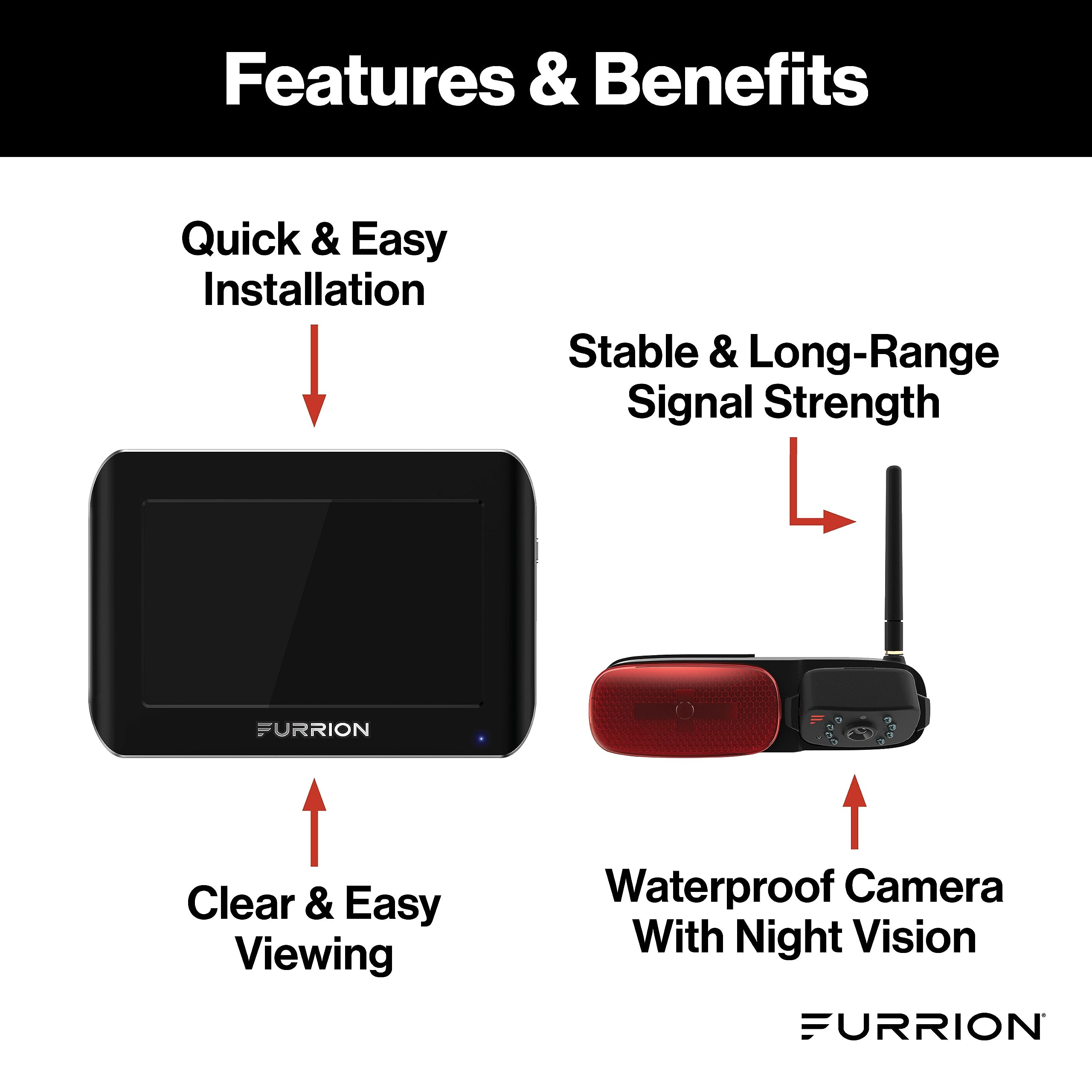 Furrion Vision S Wireless Rv Backup Camera System With 5-Inch Monitor, 1 Rear, Infrared Night Vision, Wide-Angle View, Hi-Res, W