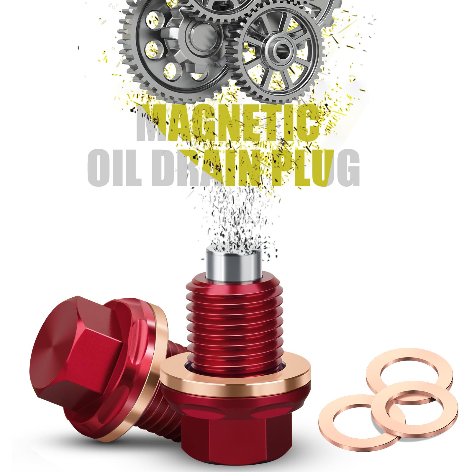 M12 X 1.5 Magnetic Oil Drain Plug 7075 Aluminum Cnc Craft With Crush Washer Gaskets Replacement For Bmw Benz