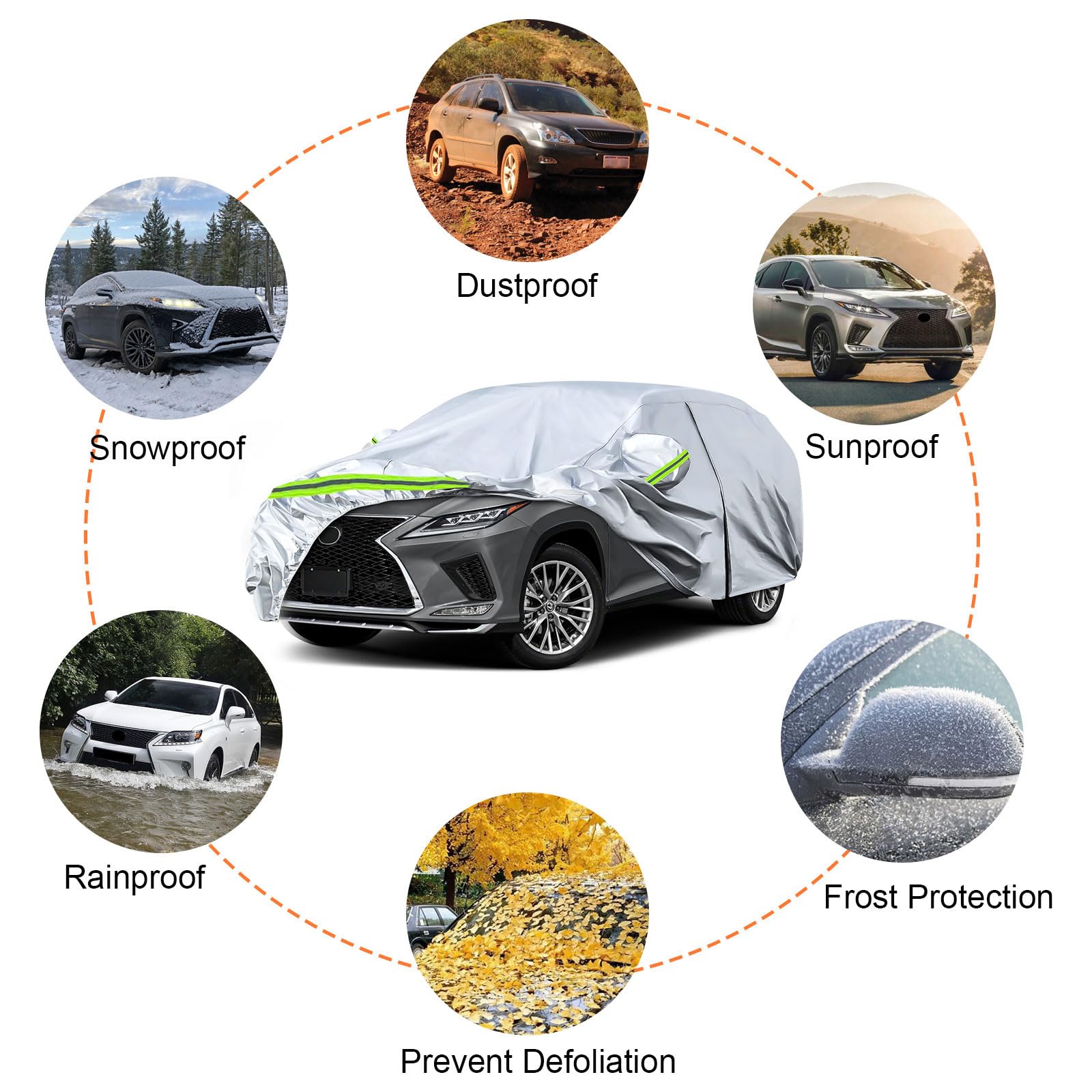 Waterproof Car Covers Replace For 2008-2025 Lexus Rx350 Rx450H, 6 Layers All Weather Custom-Fit Car Cover With Zipper Door & Win