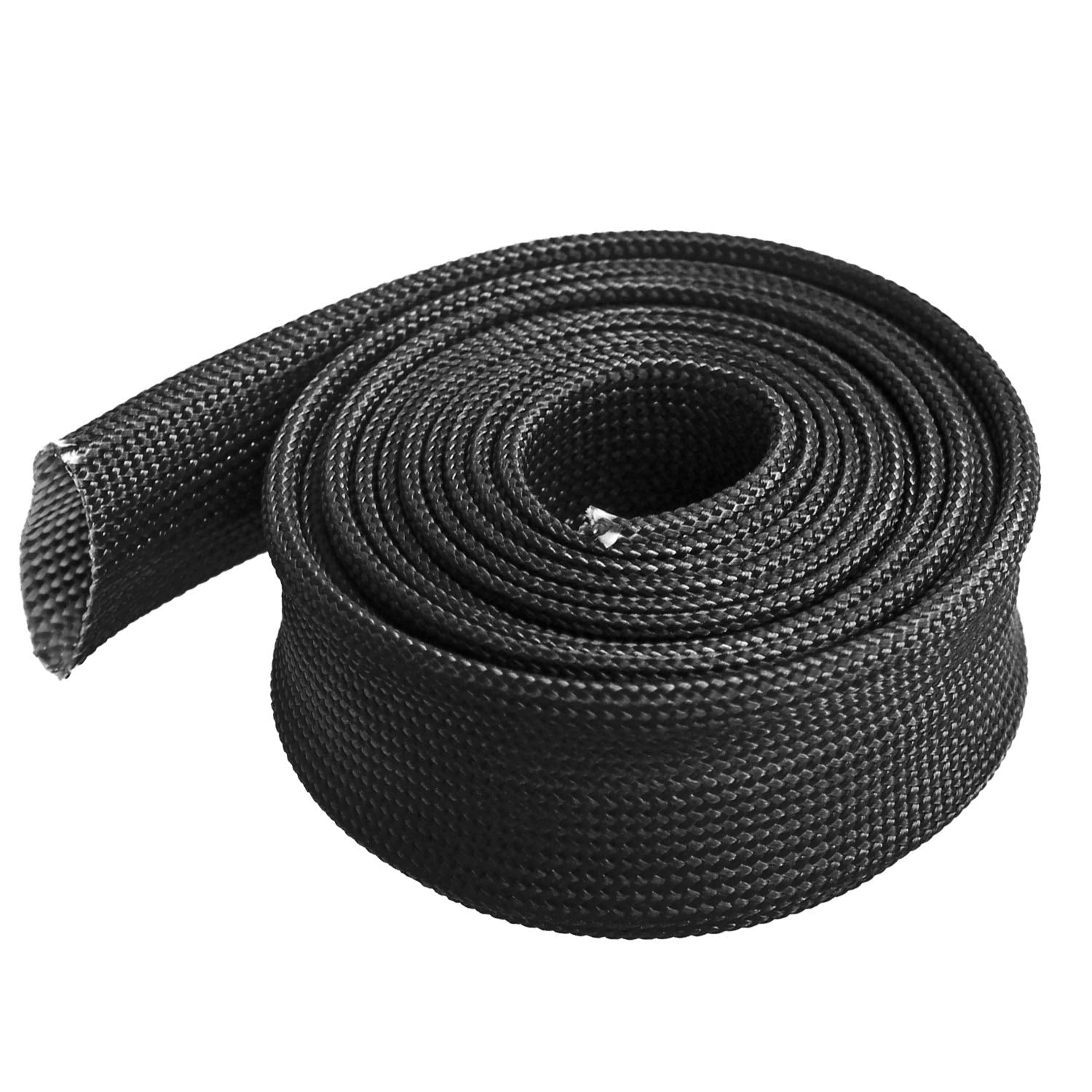 Zhubang Heat Hose Fiberglass Wrap Shield Sleeve 2 Pcs 10Ft-13Mm(1/2) Wire Fuel Line Heat Shield Roll High Temp Black Colour Adjustable For Car Wire Loom Cable Heat Shield Brake Line Cable Heat Shield