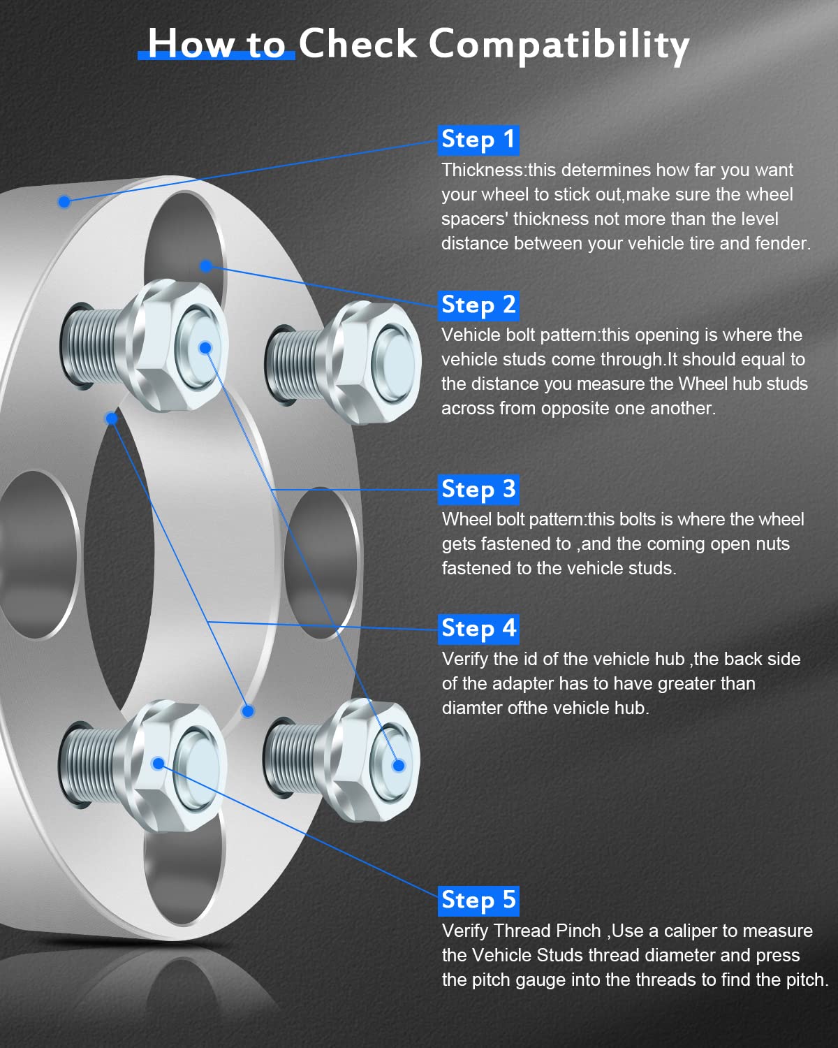 ECCPP 2X 1.5 inch 4x101.6mm 4x4 to 4x4 Wheel Spacers 4 Lug 68.5mm 1/2'' Studs fits for EZ GO EZGO Club Car for Golf Cart SmartPa