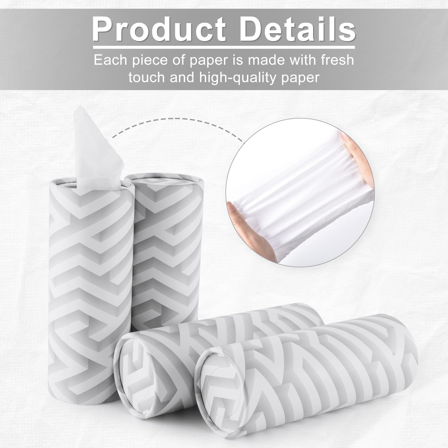 SINGARO Car Tissue Holder, 4 Pack Car Cup Holder Facial Tissues with Travel Tissue Bag, Quick and Convenient Flower Combination