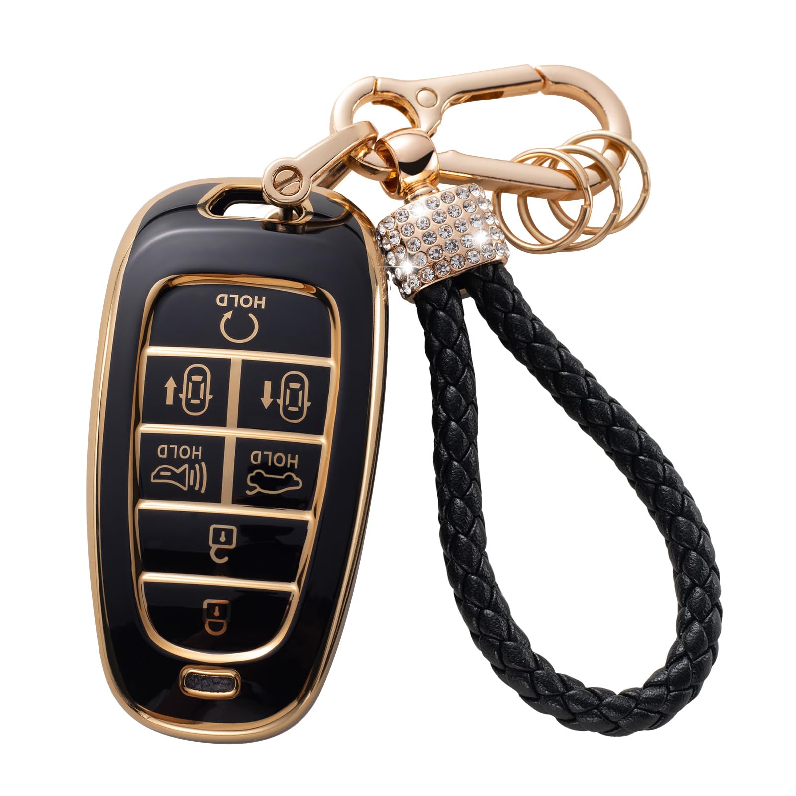 Gematay Hyundai Key Fob Cover With Keychain Lanyard, Soft Tpu Protector For Sonata, Nexo, Tucson Smart Key Case
