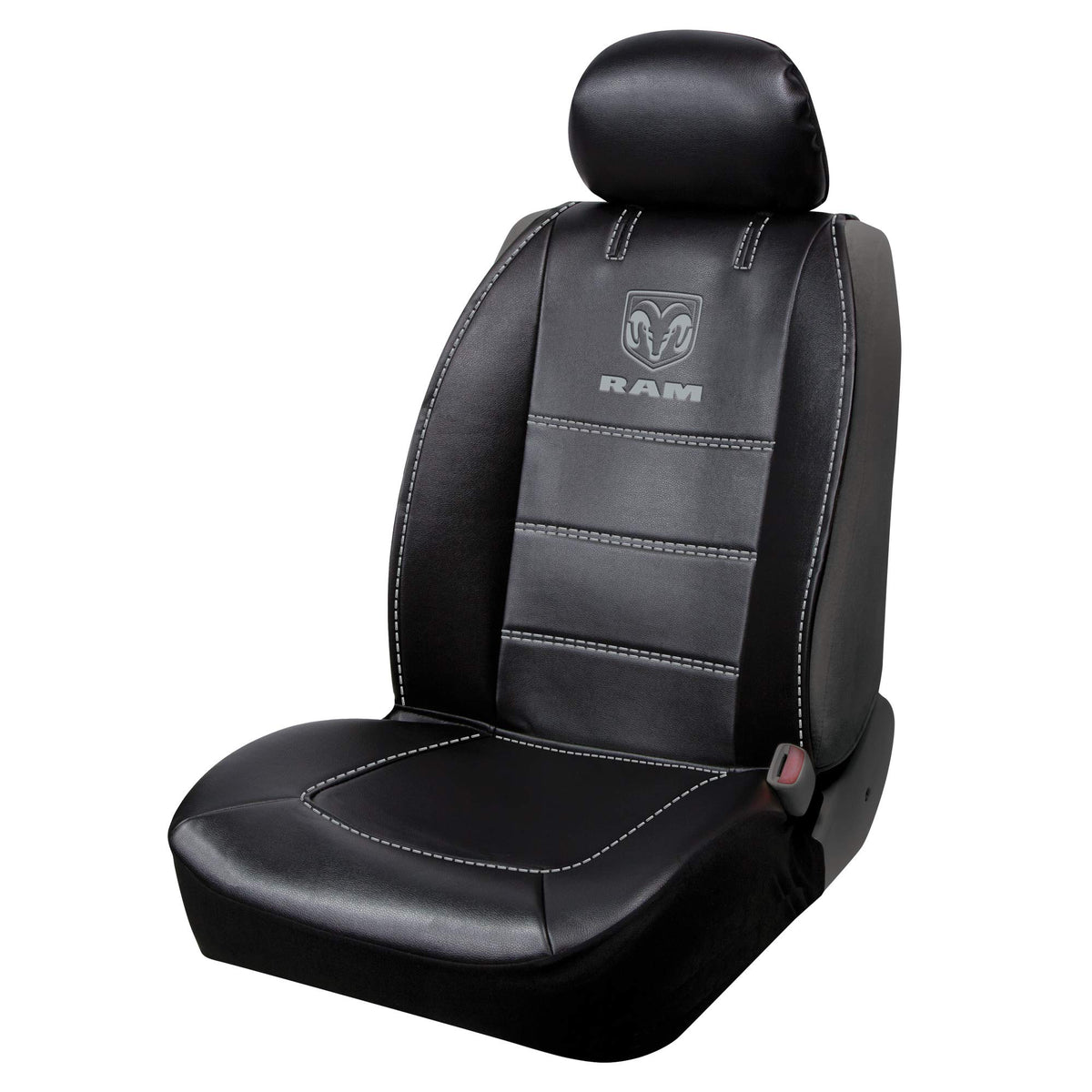 Plasticolor 008628R25 Ram 3-Piece Deluxe Sideless Seat Cover - Gray Logo - 1 Ea, Black