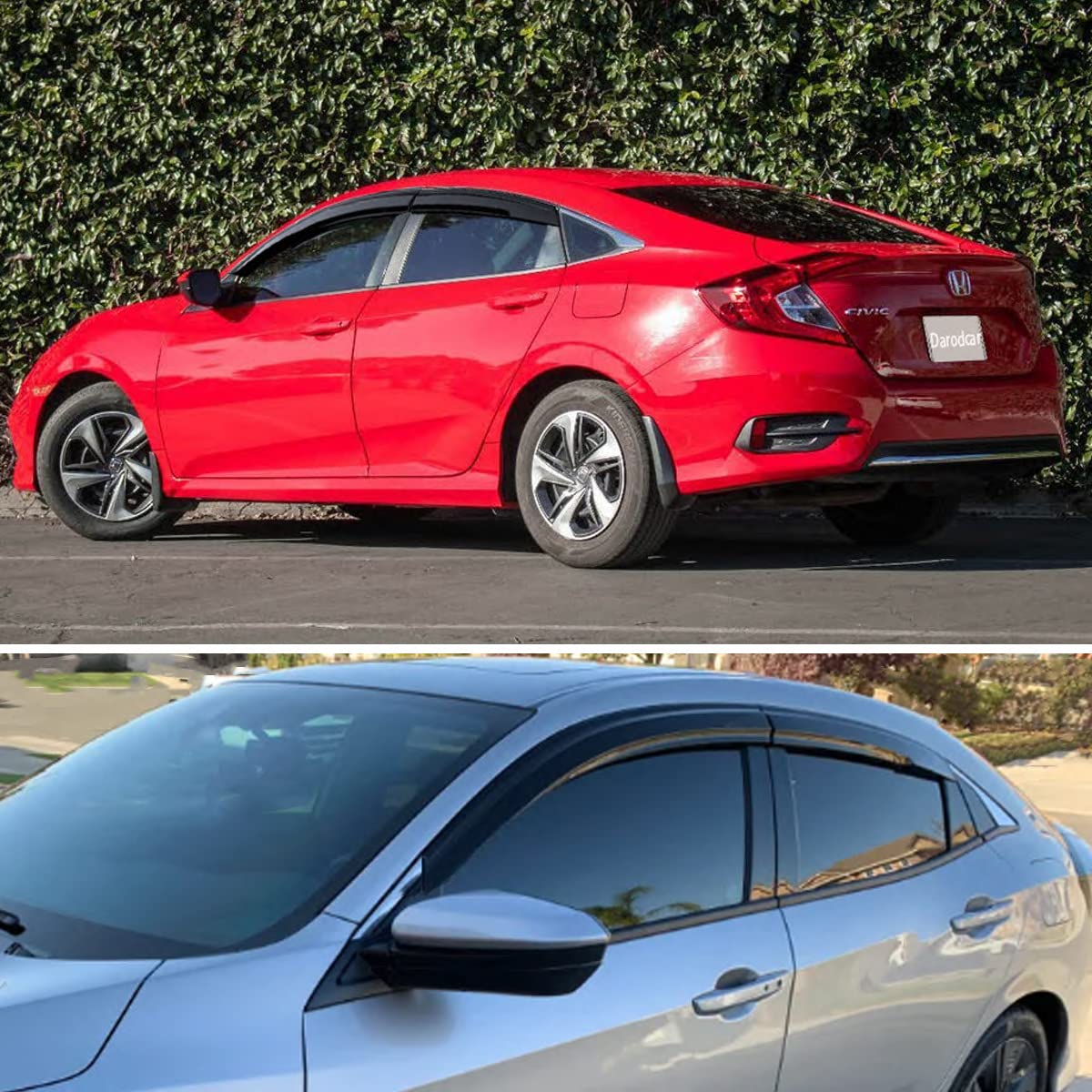 Side Car Window Visor Rain Guards Vent Deflectors For 2016-2021 Honda Civic Sedan, 4-Door Front Rear Sun Shades Window Vent Smok