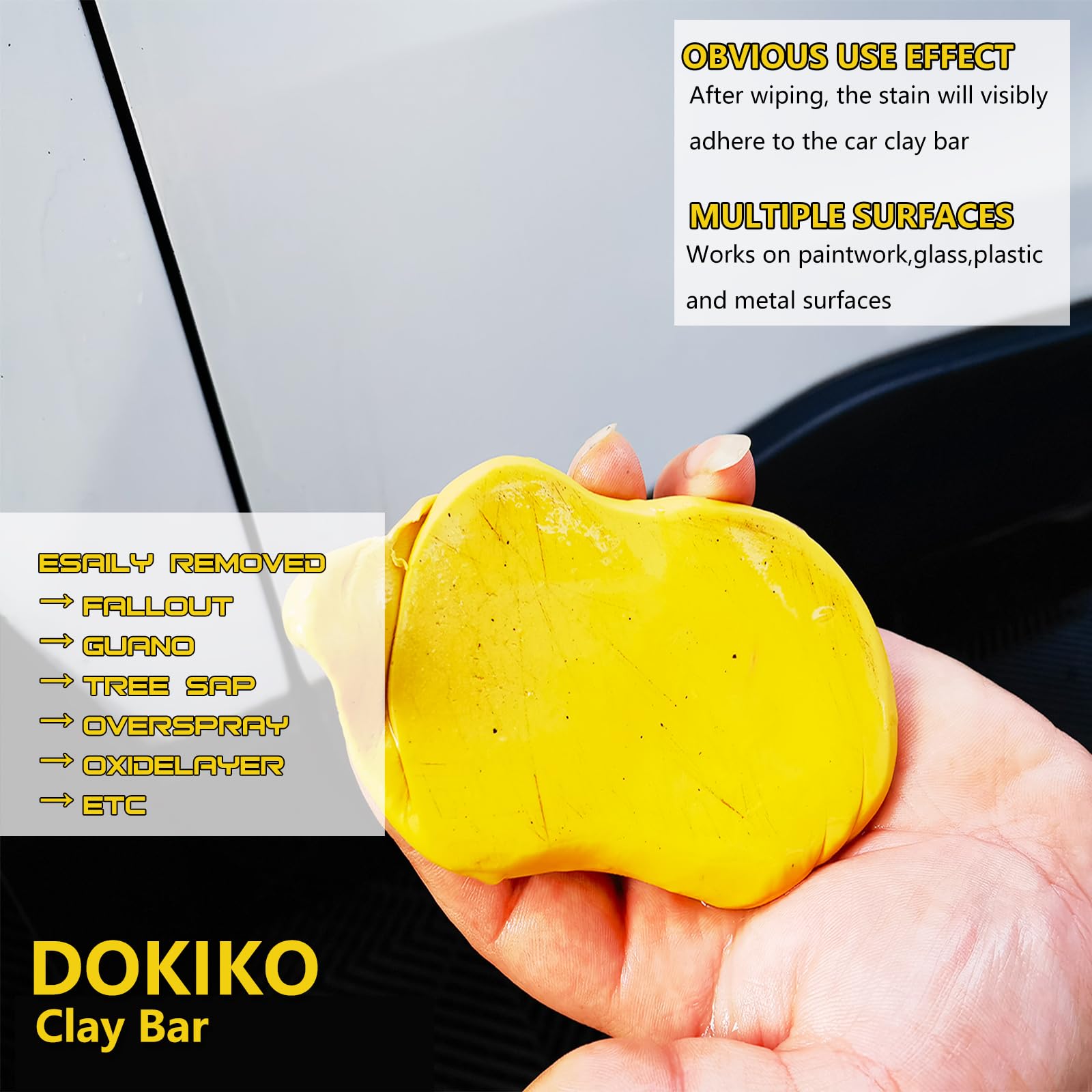 DOKIKO 400g Auto Clay Bars Auto Detailing 4pcs +10pcs Clay bar Lubricant Tablets(1pcs=16 oz)+Microfiber Cloth+Spray Bottle,Clay